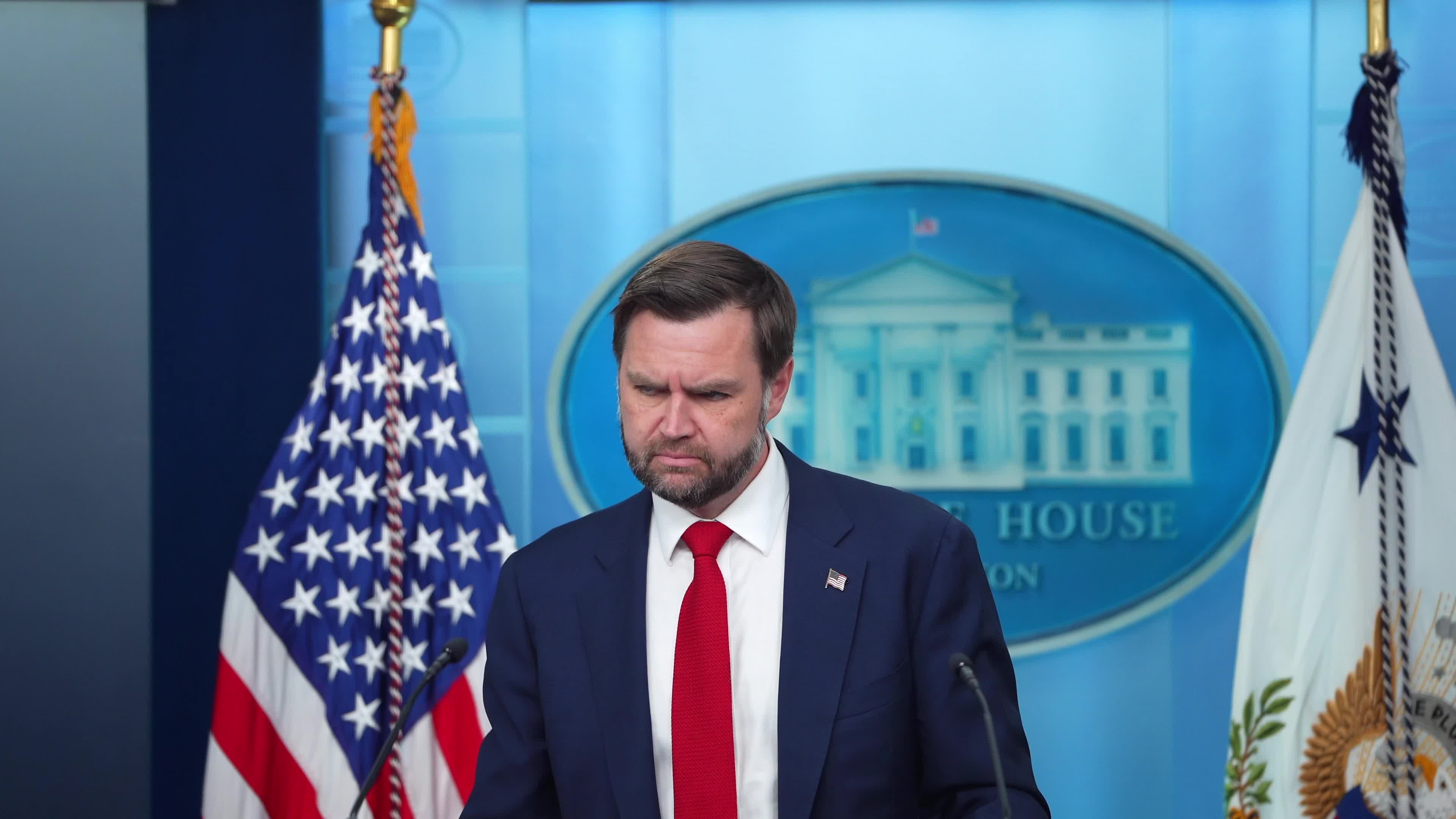 Vice President Vance Holds News Conference At White House