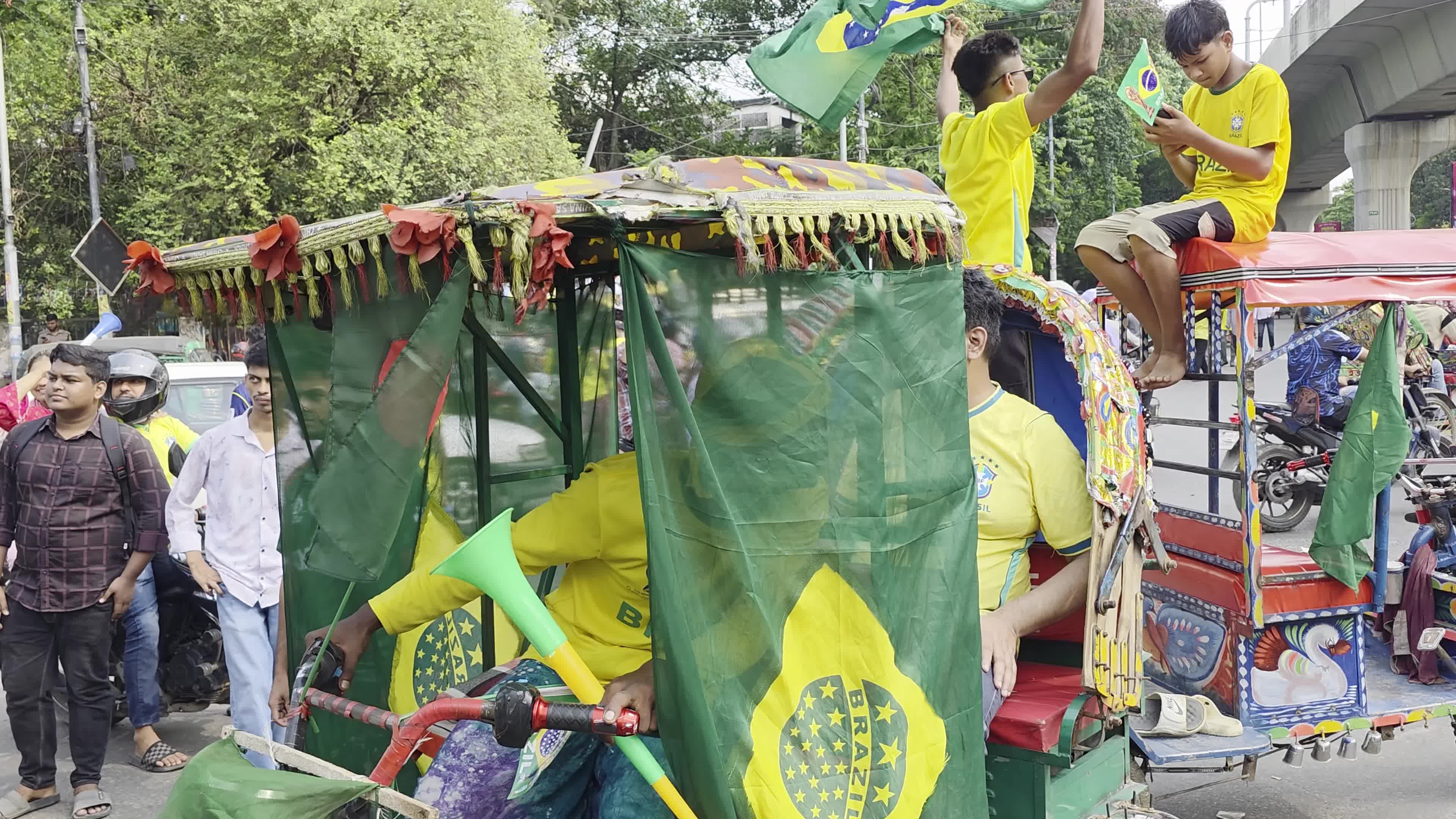 Football Fans Watch Brazil And Haiti Football Match In Dhaka