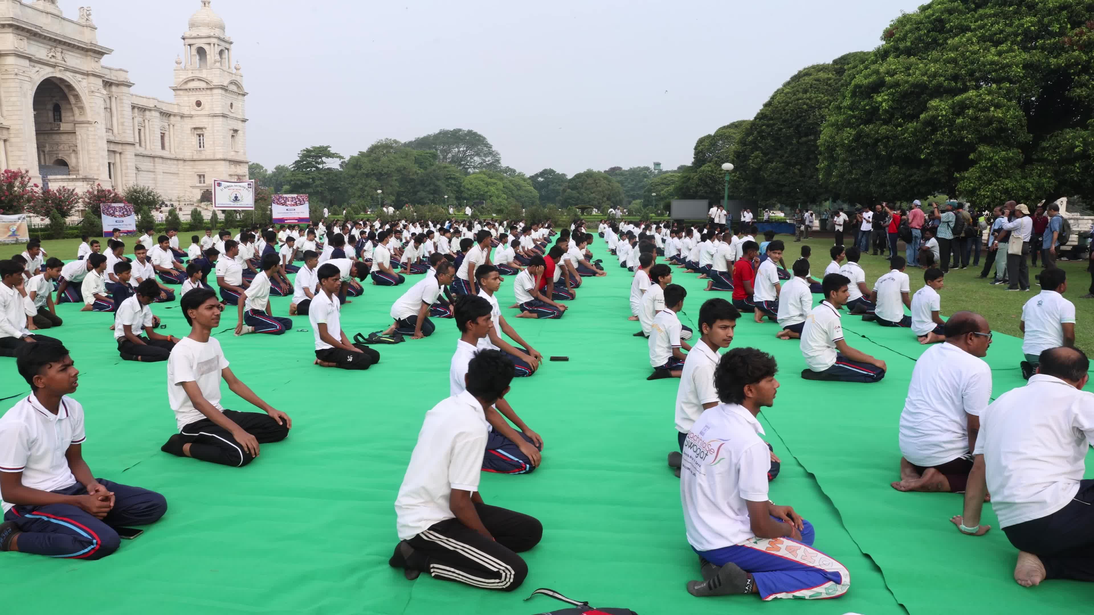 International Yoga Day In Front of Victoria Merial In Kolkata, India