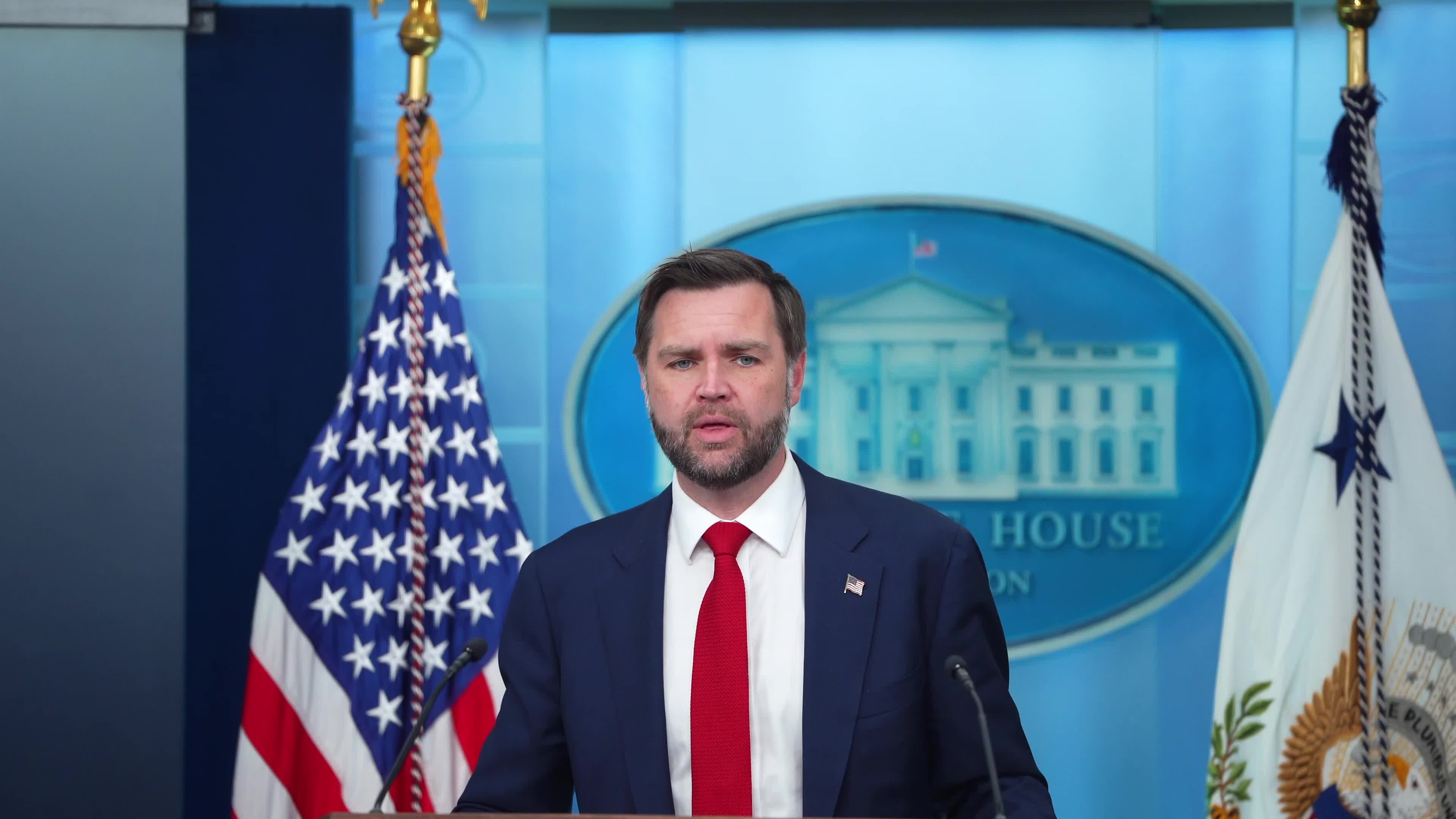 Vice President Vance Holds News Conference At White House