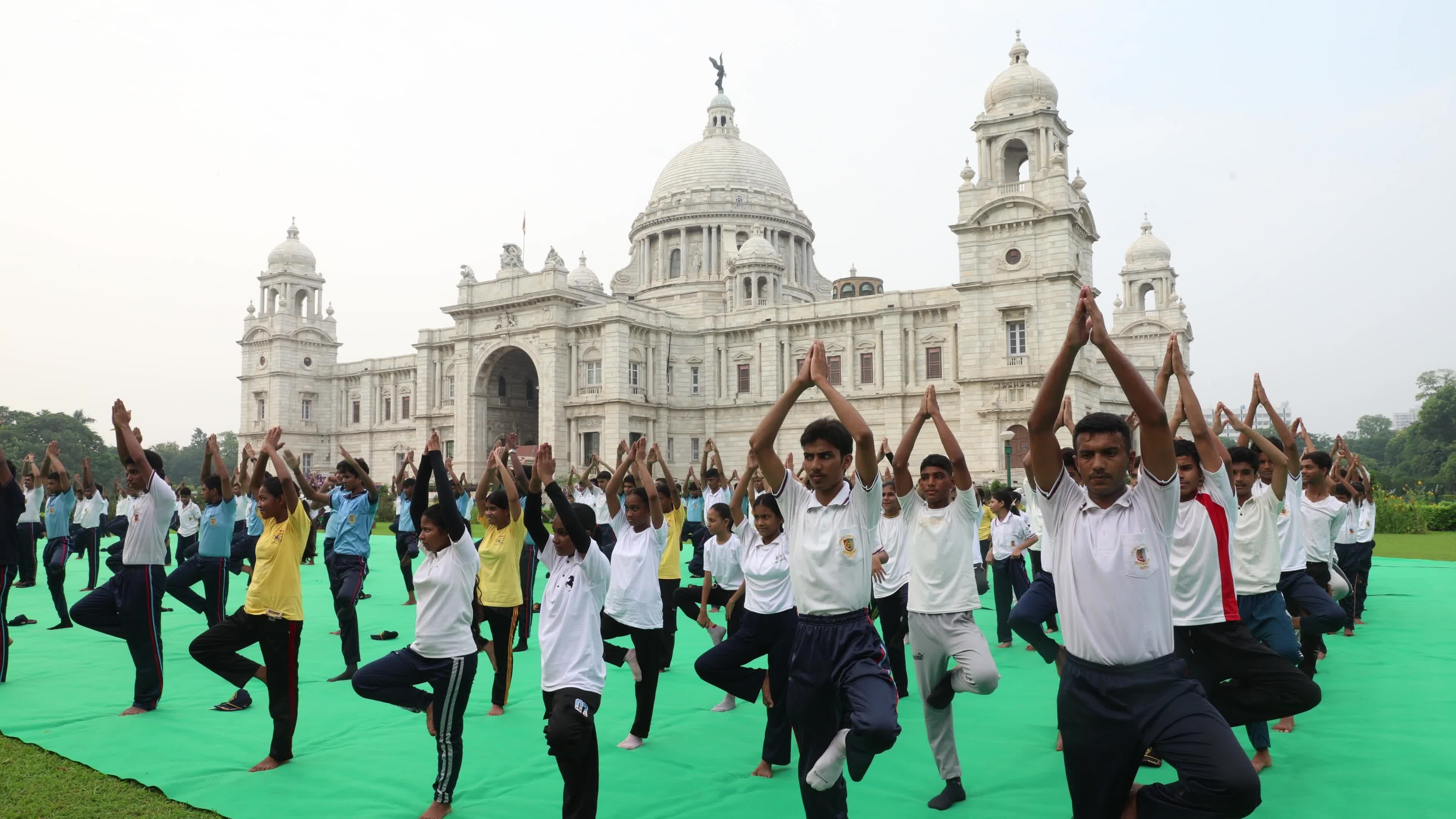 International Yoga Day In Front of Victoria Merial In Kolkata, India