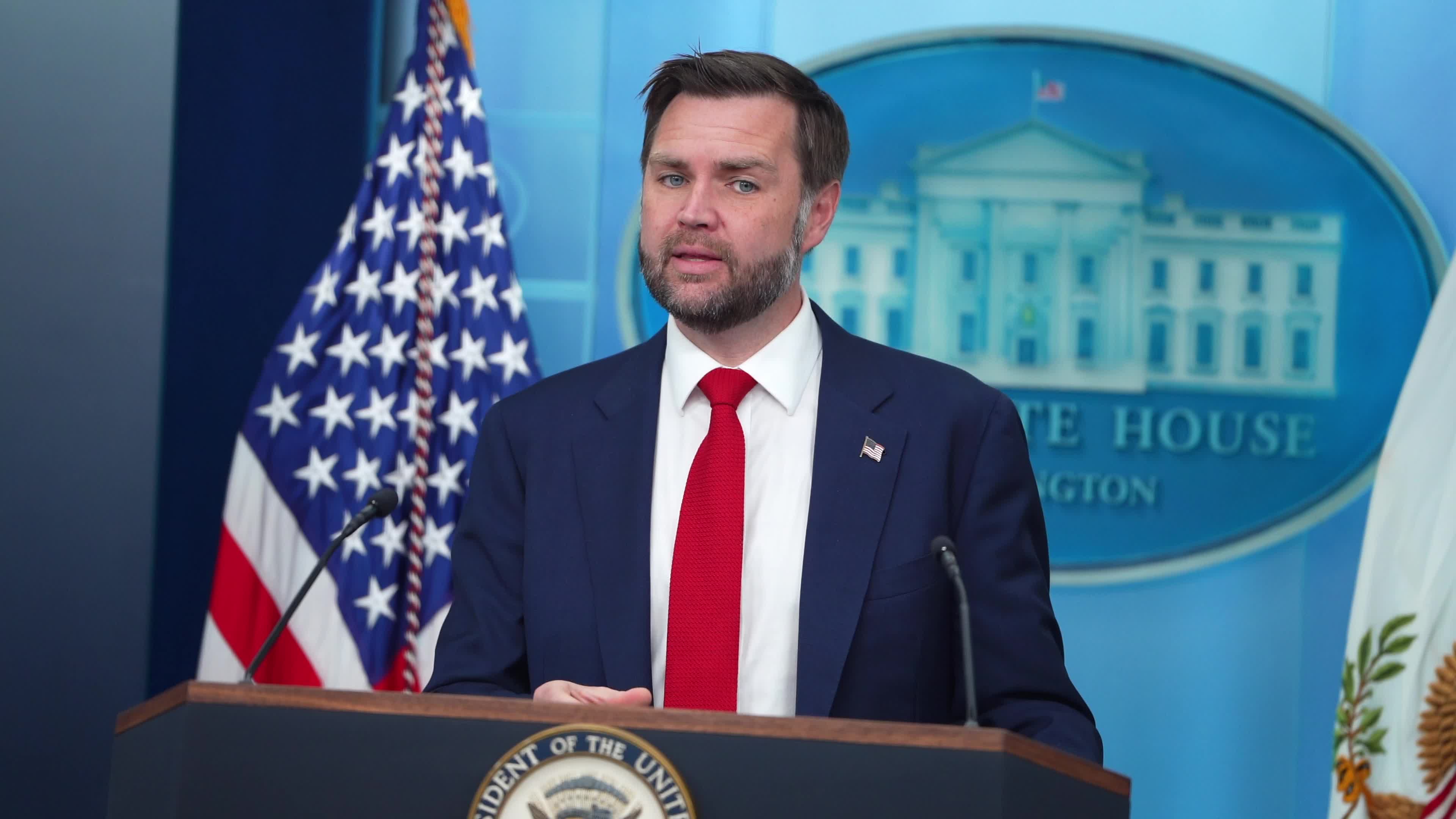 Vice President Vance Holds News Conference At White House