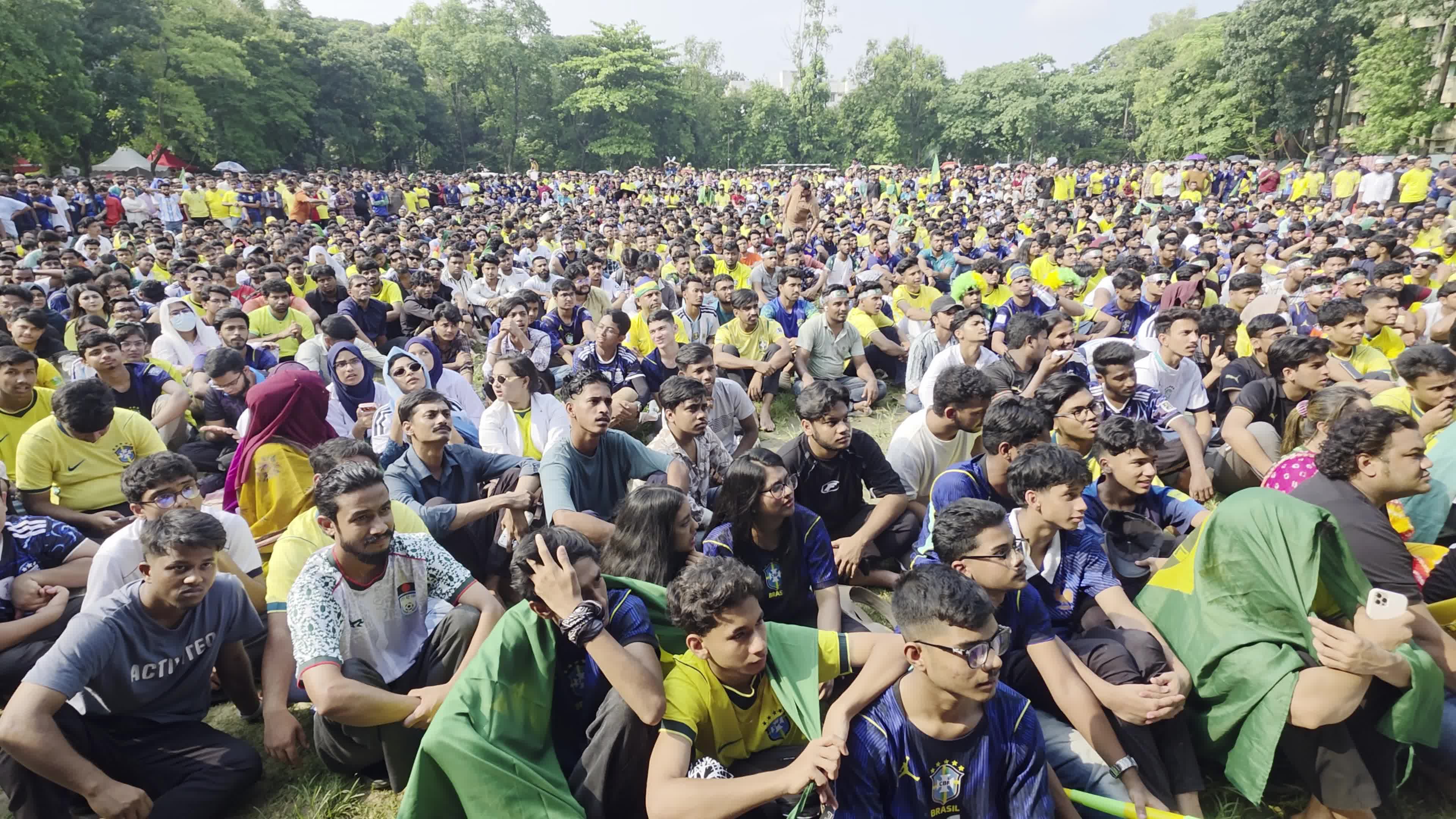 Football Fans Watch Brazil And Haiti Football Match In Dhaka