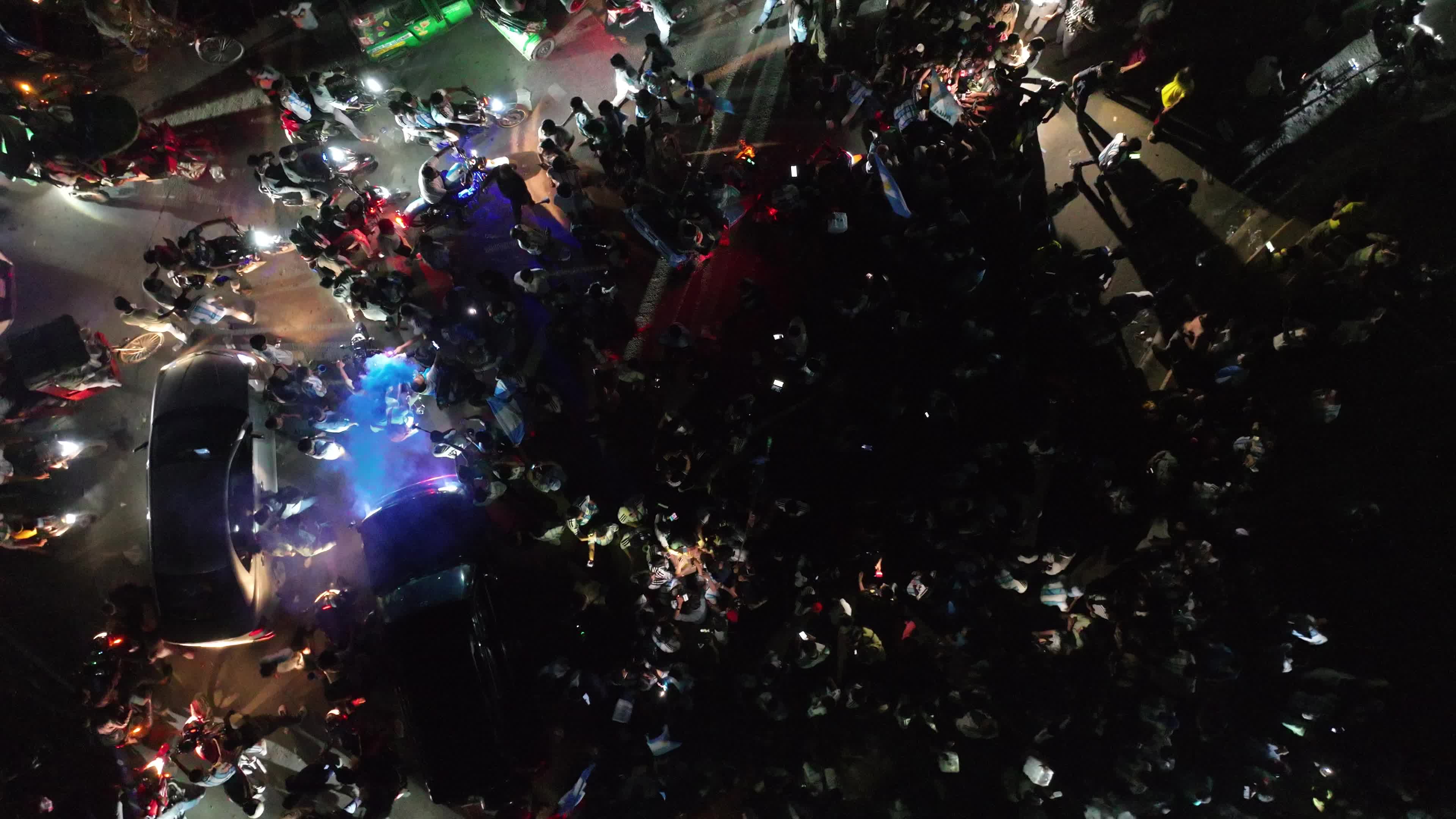 Football Fans Watch Argentina and Austria Football Match in Dhaka.