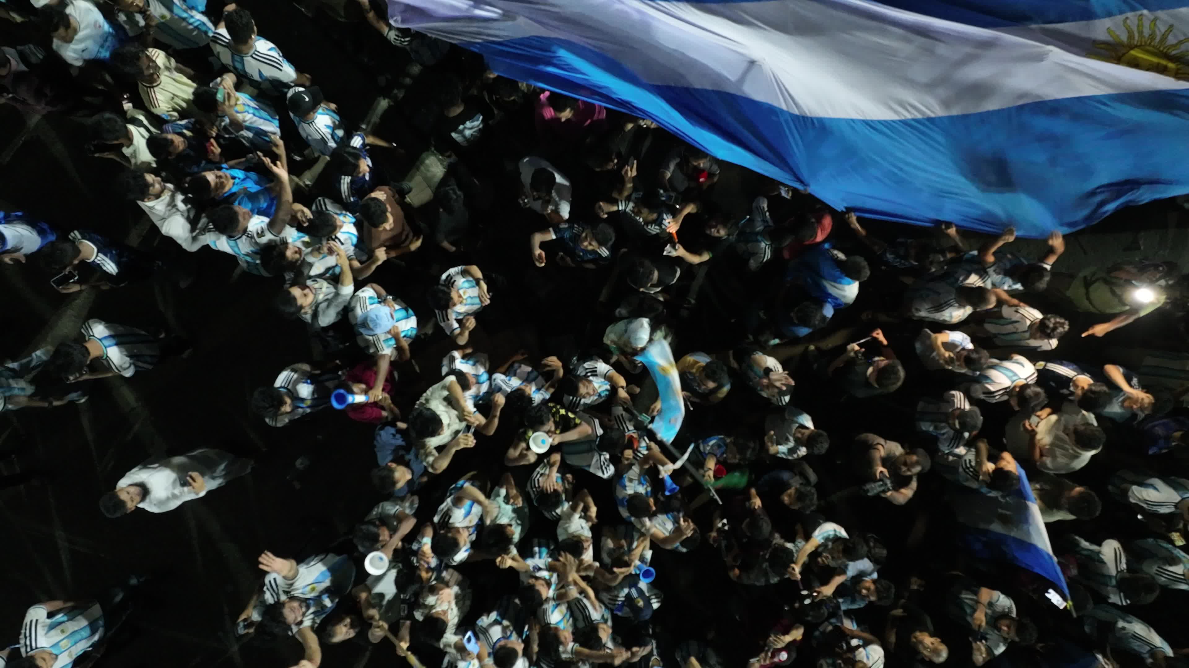 Football Fans Watch Argentina and Austria Football Match in Dhaka.