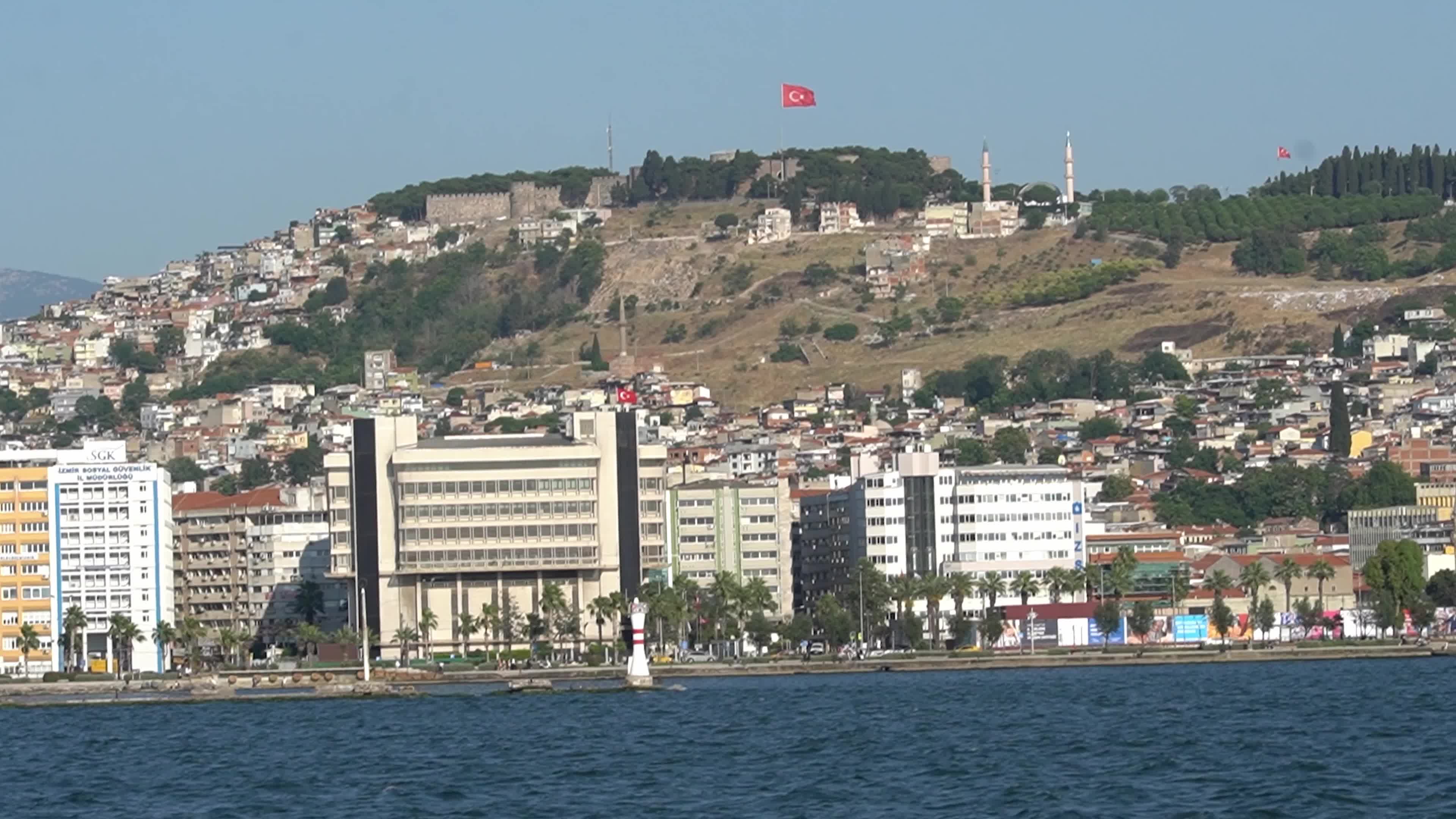 View of the Izmir city skyline and coastline