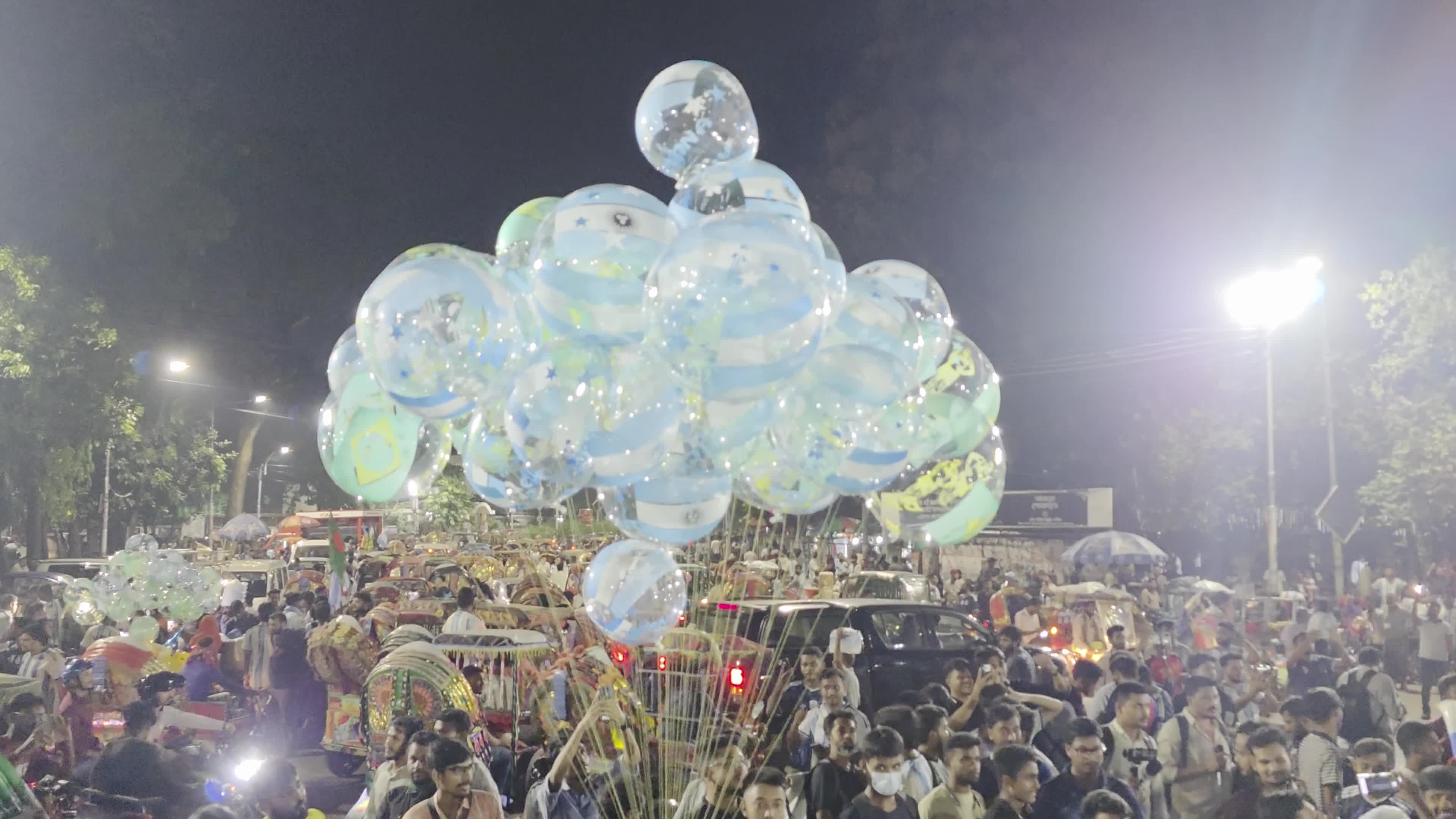 Football Fans Watch Argentina and Austria Football Match in Dhaka