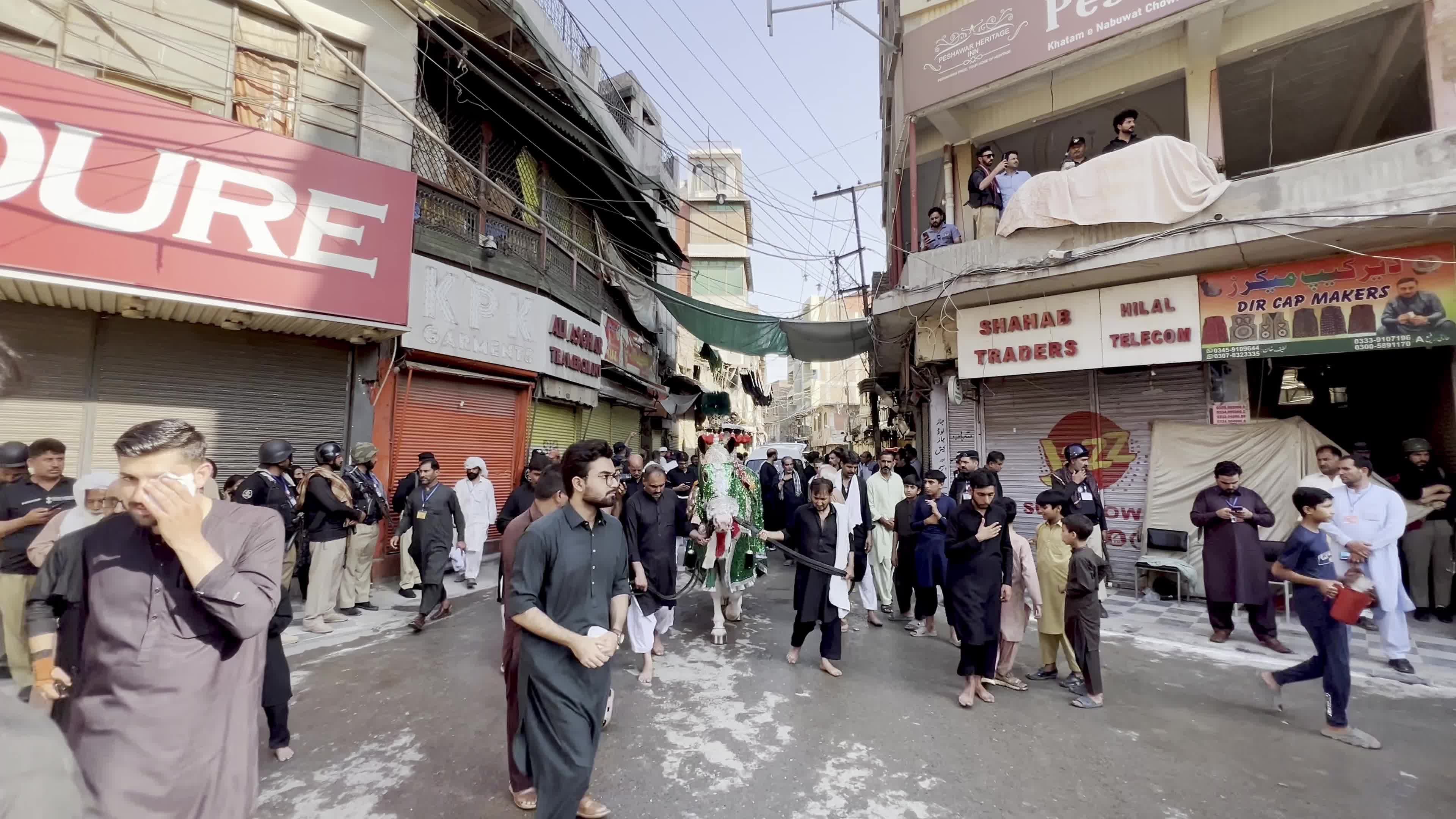 Shiite Muslim Mourners Participate in Religious Procession to Honor Imam Hussain (A.S.) and Remember the Martyrs of Karbala