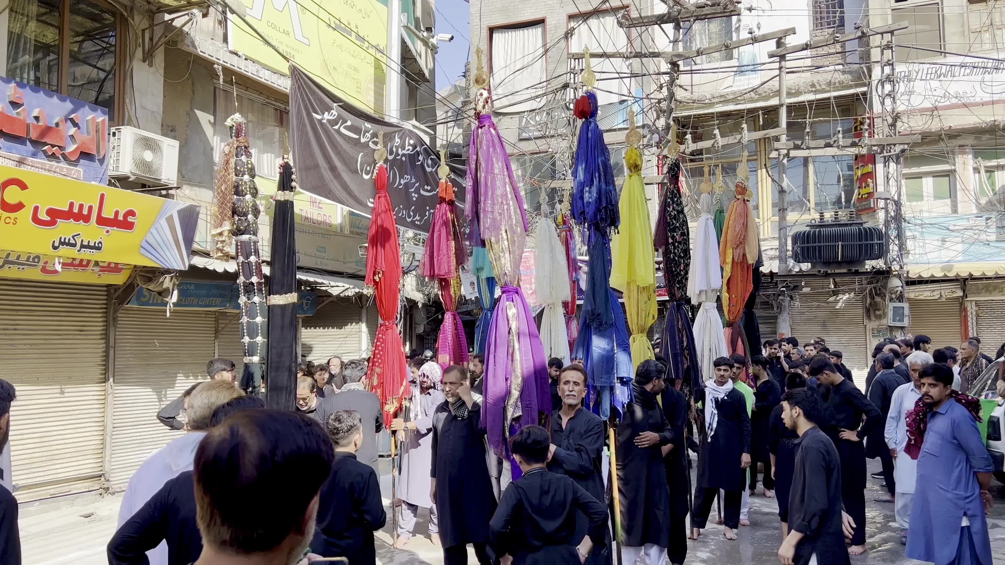 Shiite Muslim Mourners Participate in Religious Procession to Honor Imam Hussain (A.S.) and Remember the Martyrs of Karbala