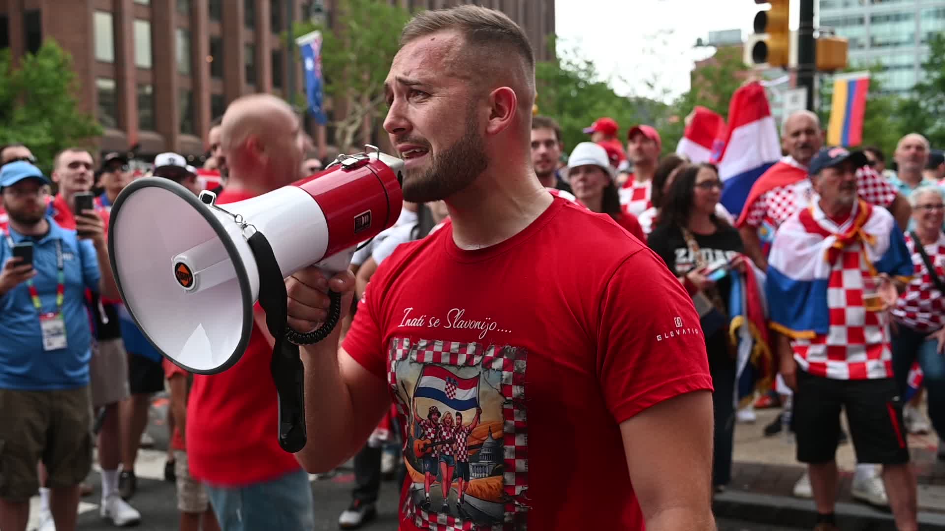 Croatia Football Fans March and Celebrate in Philadelphia Ahead of Ghana Group L Match