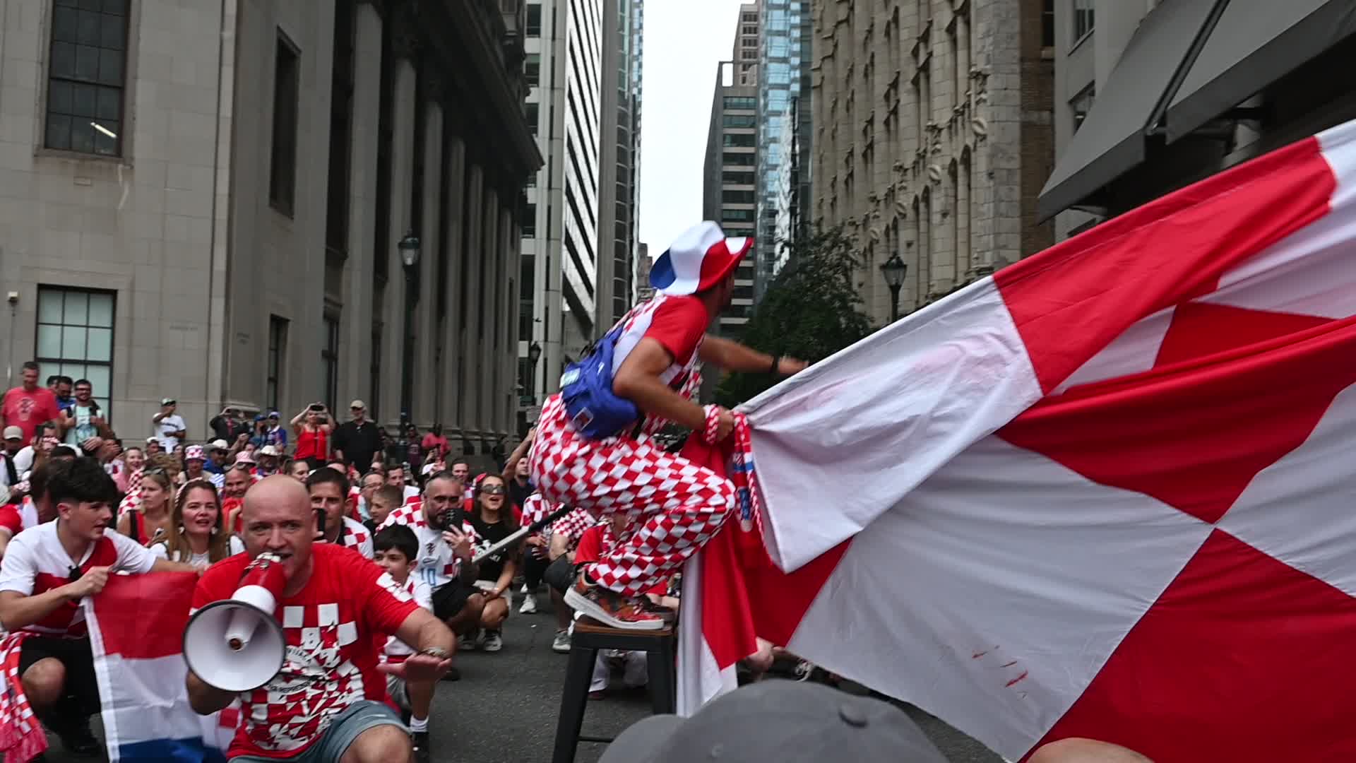 Croatia Football Fans March and Celebrate in Philadelphia Ahead of Ghana Group L Match