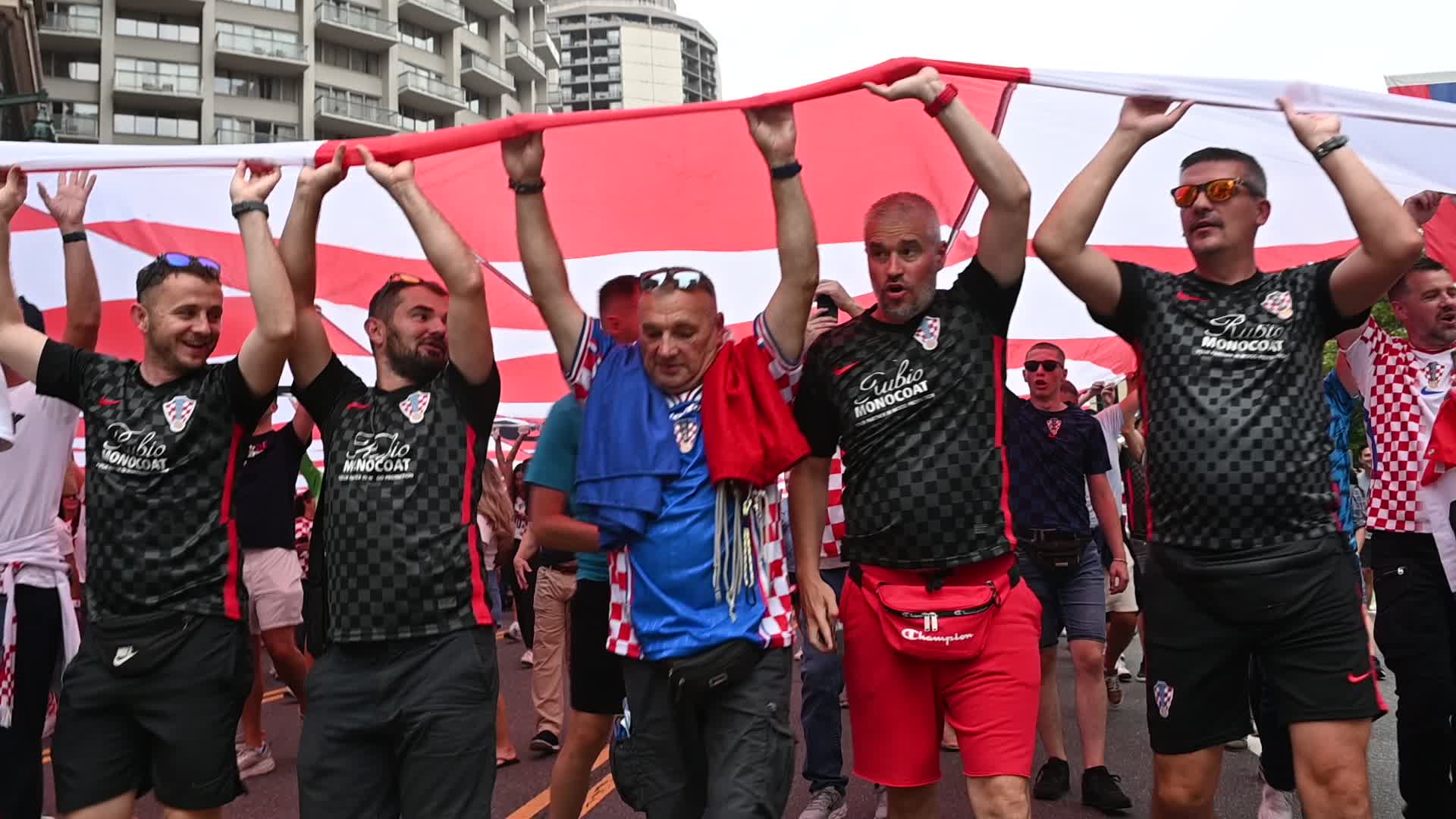 Croatia Football Fans March and Celebrate in Philadelphia Ahead of Ghana Group L Match