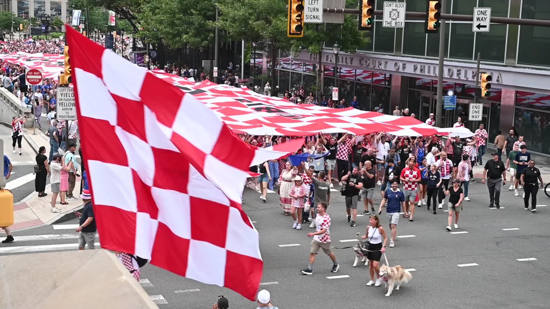 Croatia Football Fans March and Celebrate in Philadelphia Ahead of Ghana Group L Match