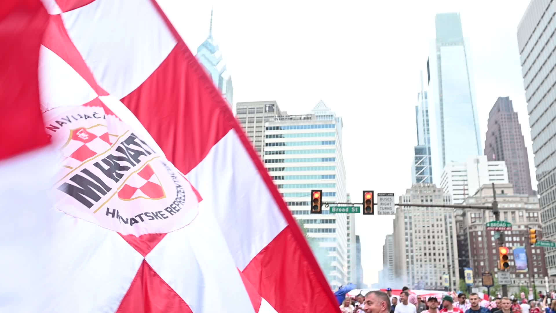 Croatia Football Fans March and Celebrate in Philadelphia Ahead of Ghana Group L Match