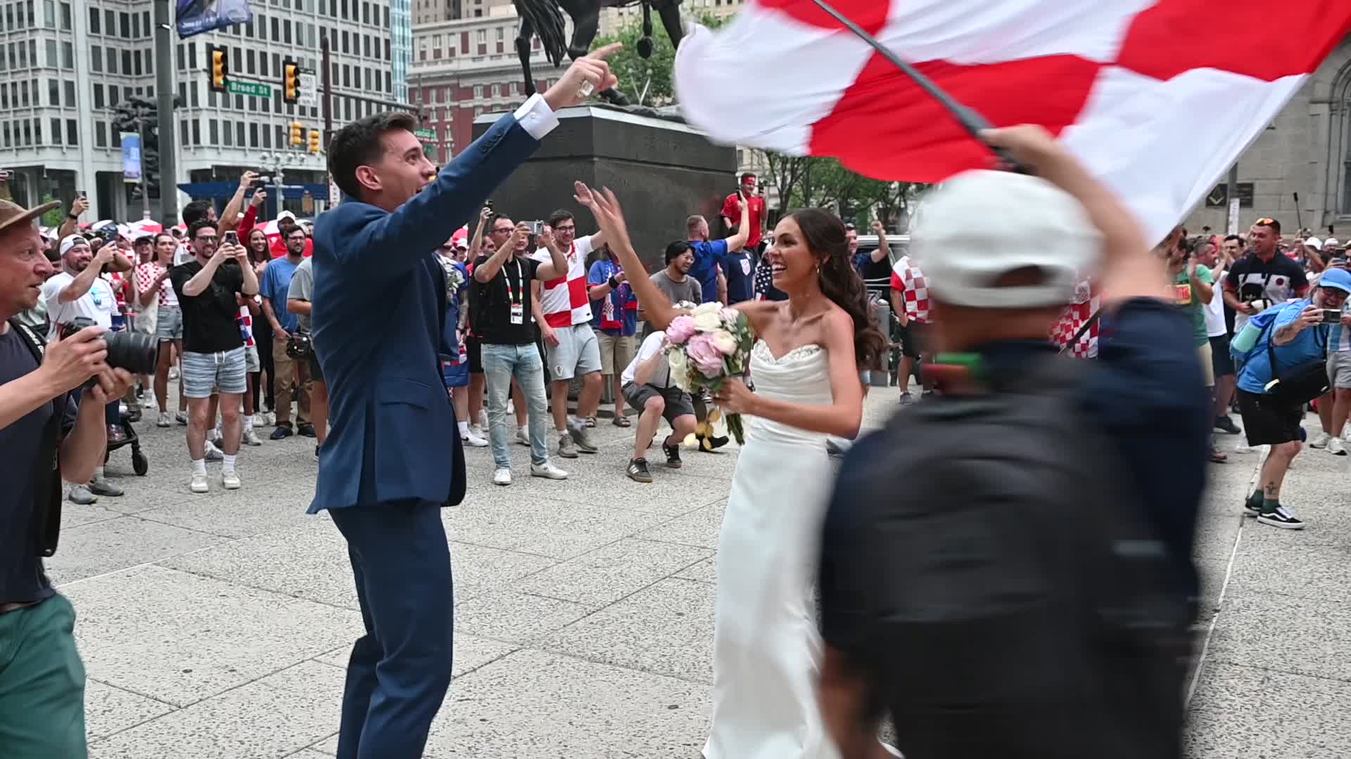Croatia Football Fans March and Celebrate in Philadelphia Ahead of Ghana Group L Match