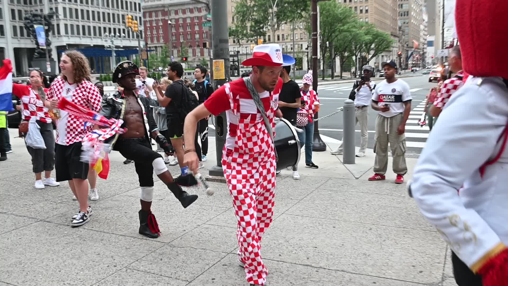 Croatia Football Fans March and Celebrate in Philadelphia Ahead of Ghana Group L Match