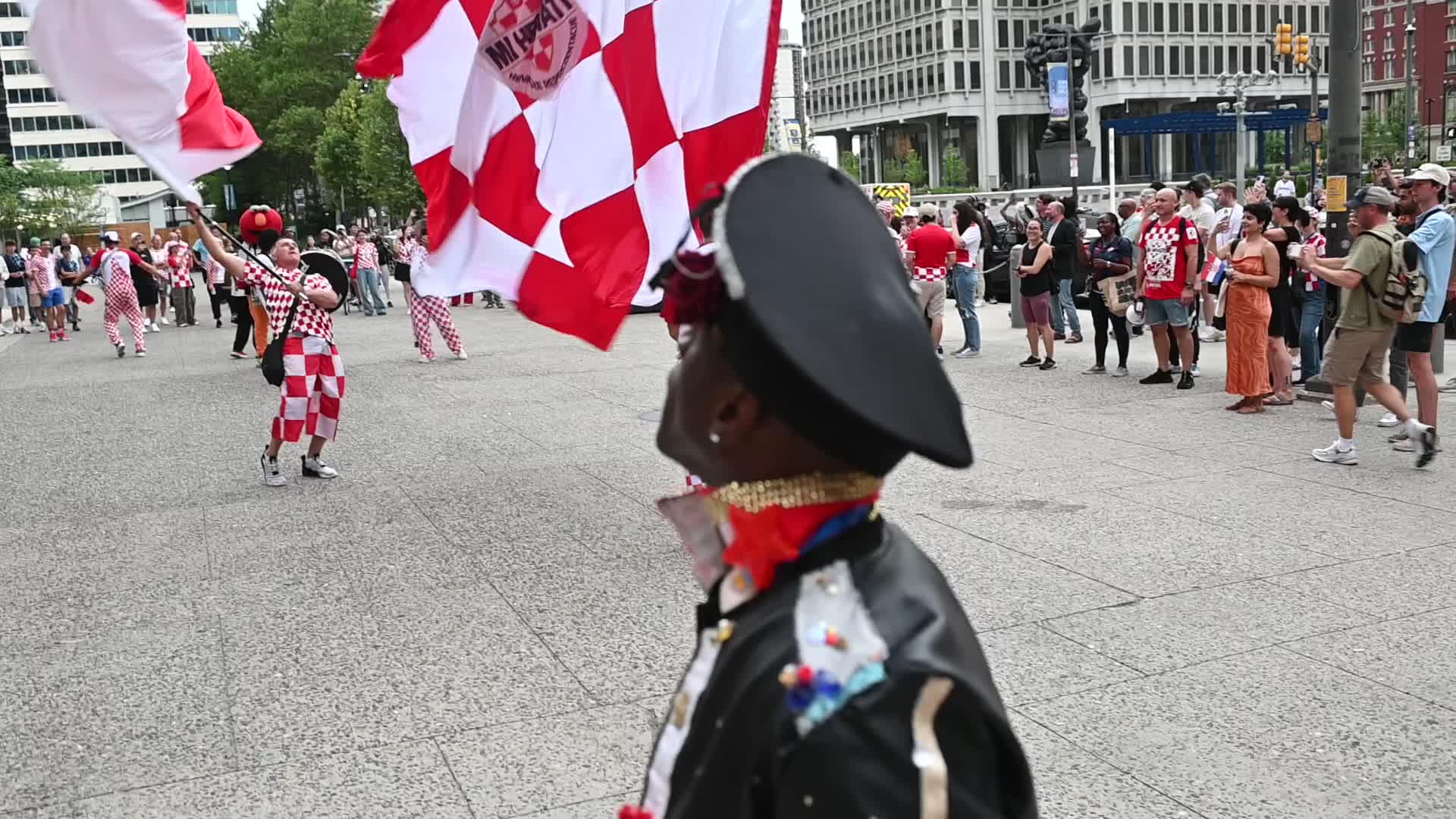 Croatia Football Fans March and Celebrate in Philadelphia Ahead of Ghana Group L Match