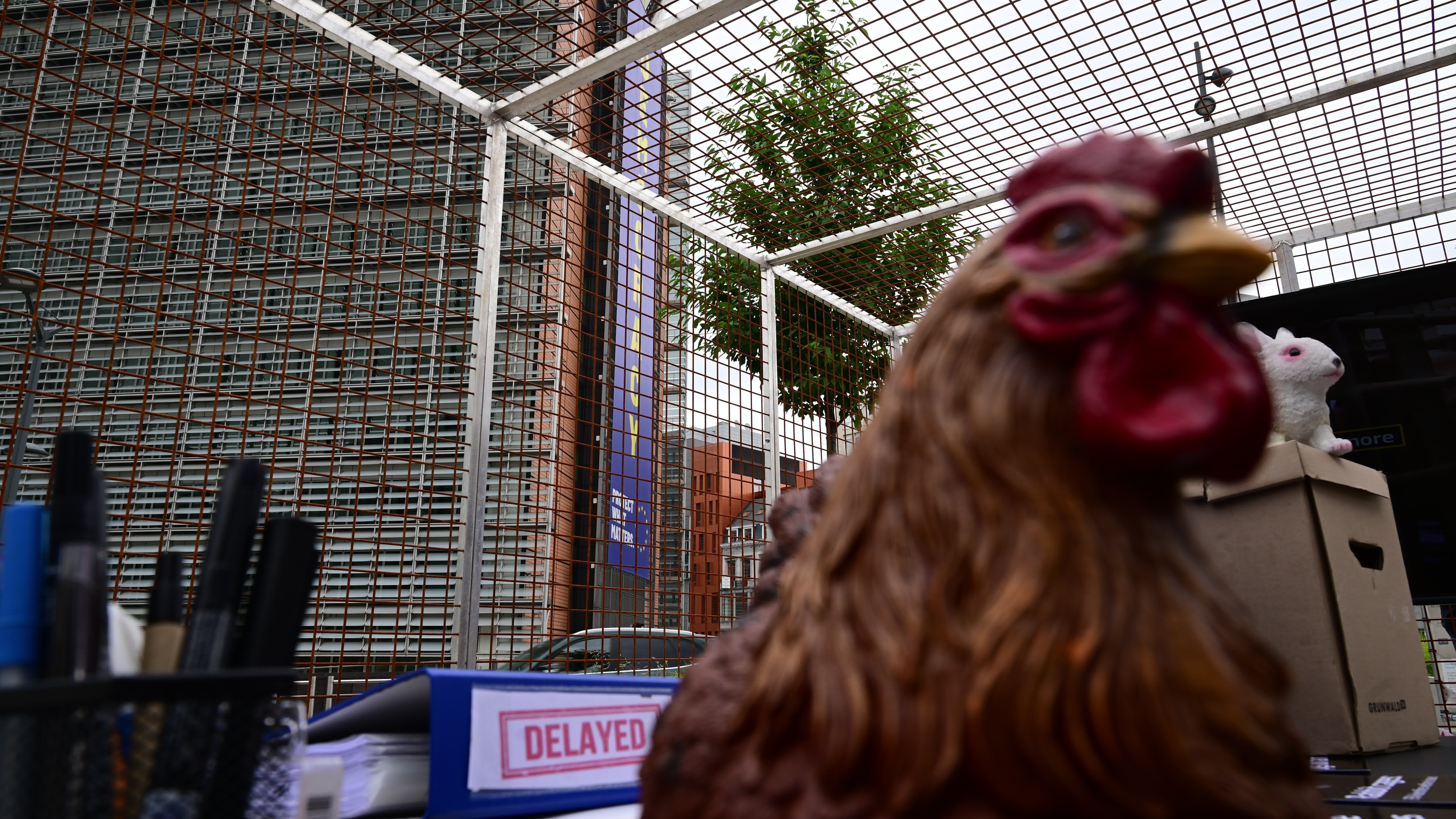 Protest against cage farming
