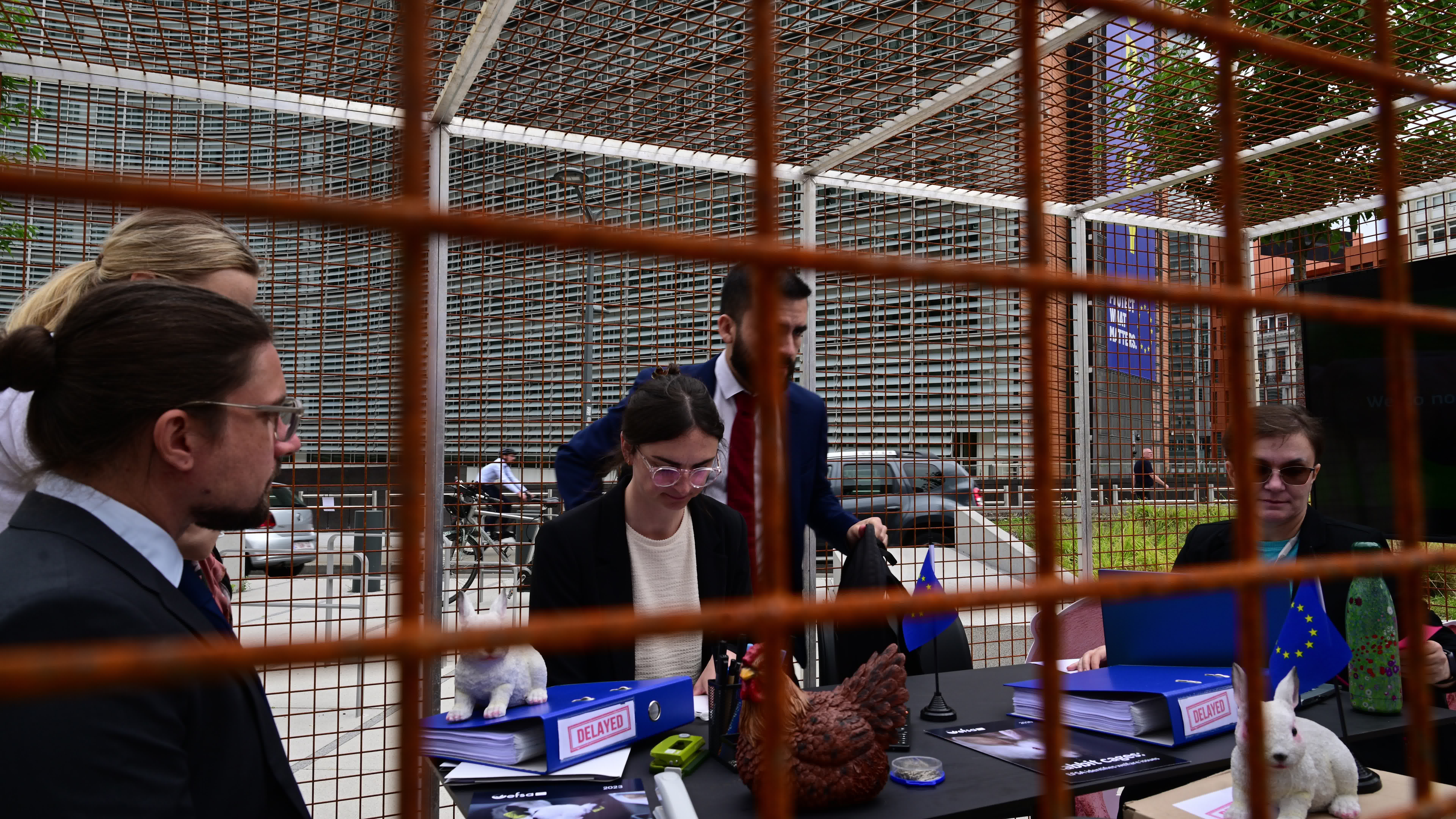 Protest against cage farming