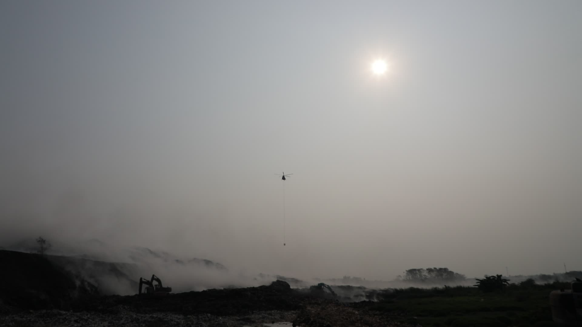fire of big landfill in Indonesia