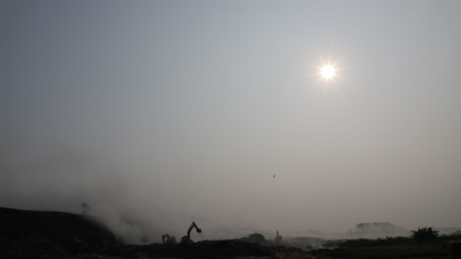 fire of big landfill in Indonesia