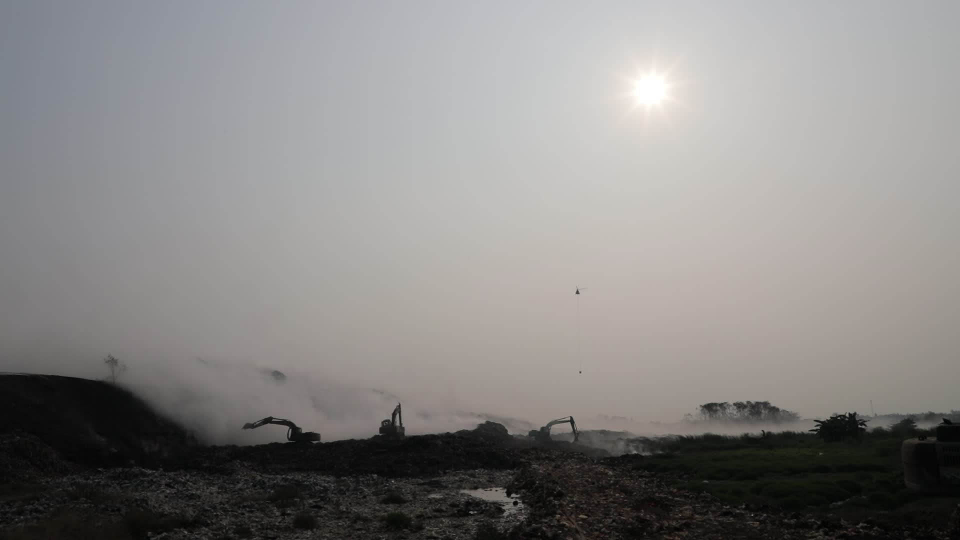 fire of big landfill in Indonesia