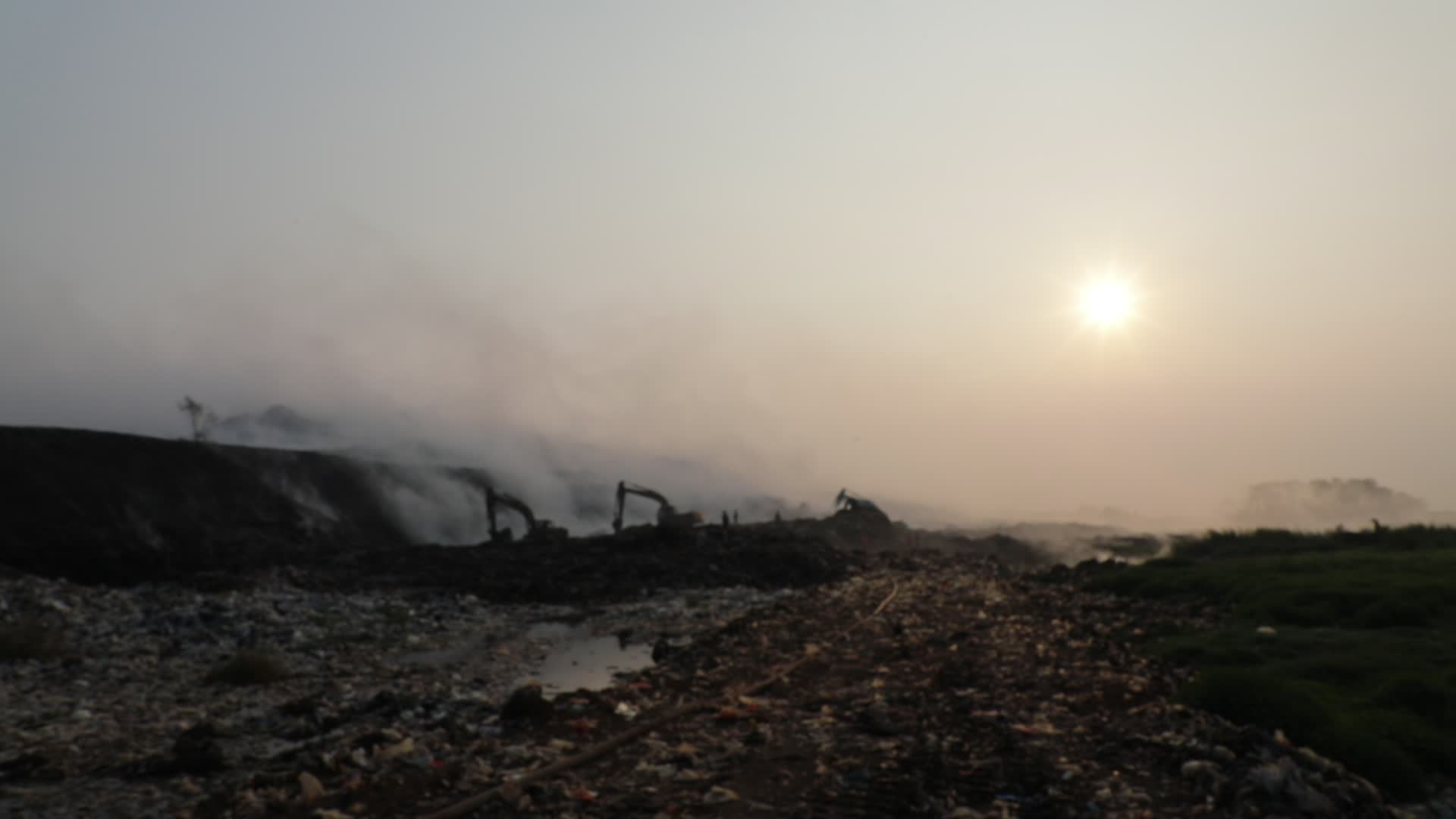 fire of big landfill in Indonesia