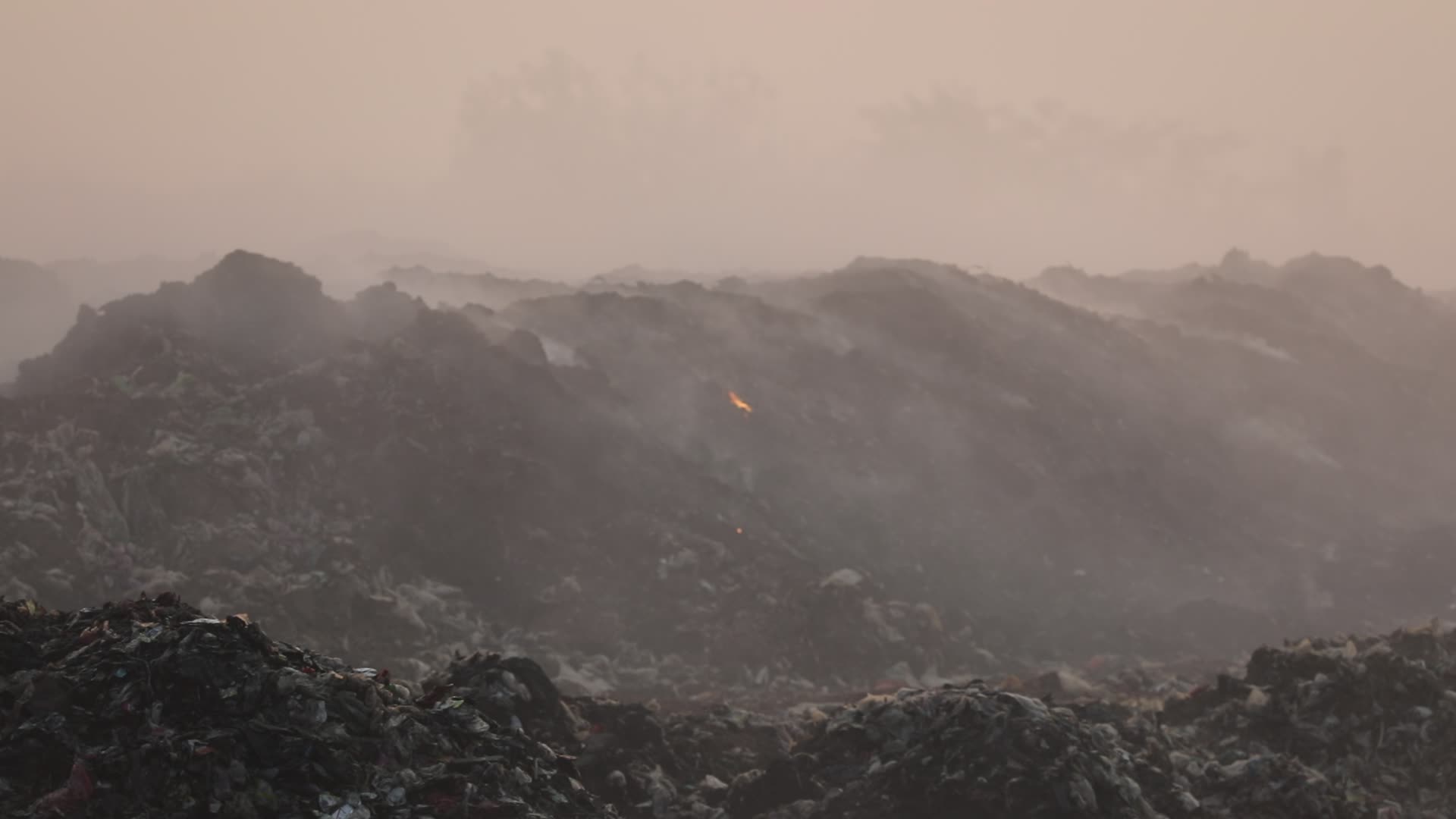 fire of big landfill in Indonesia