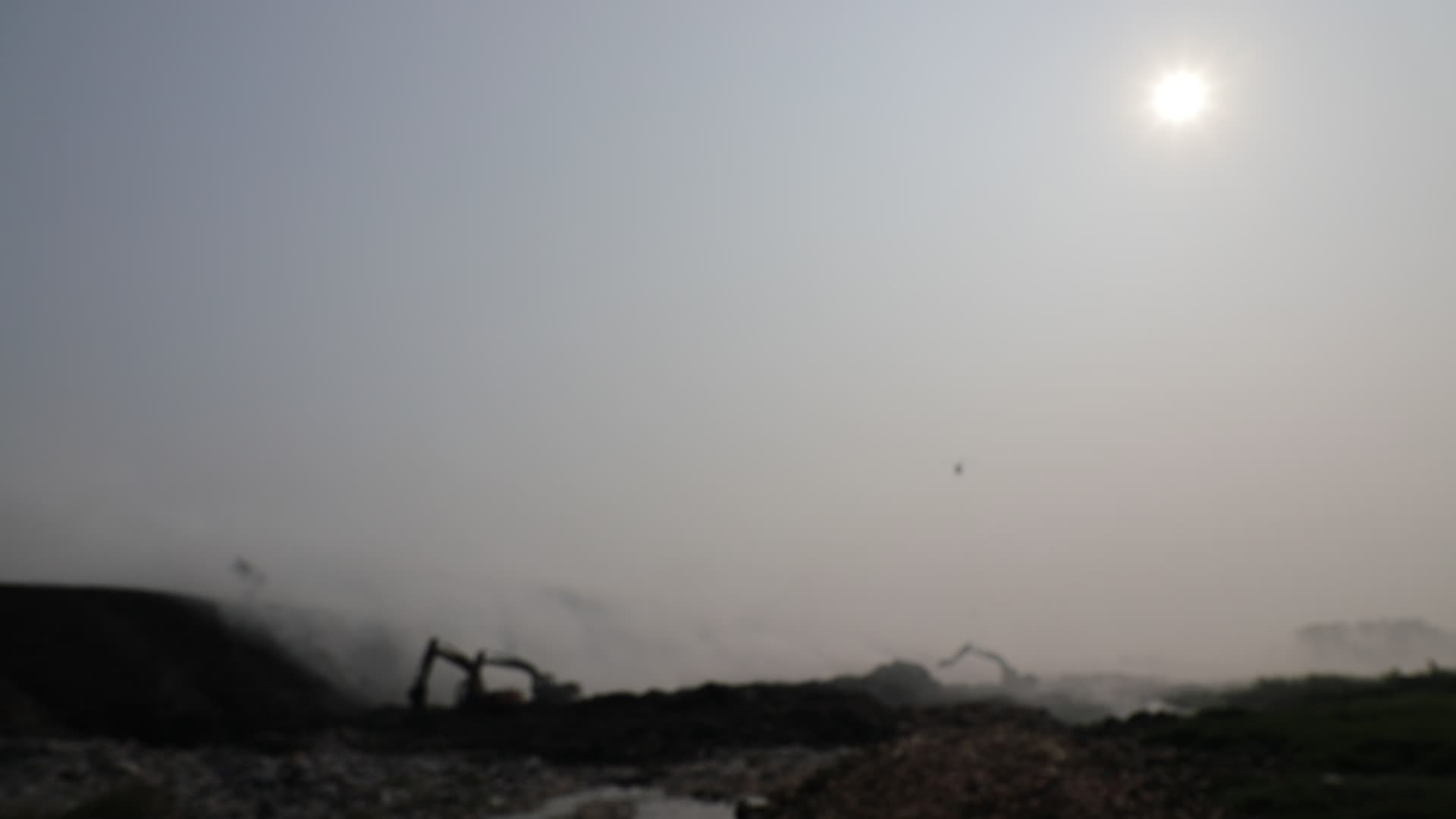 fire of big landfill in Indonesia