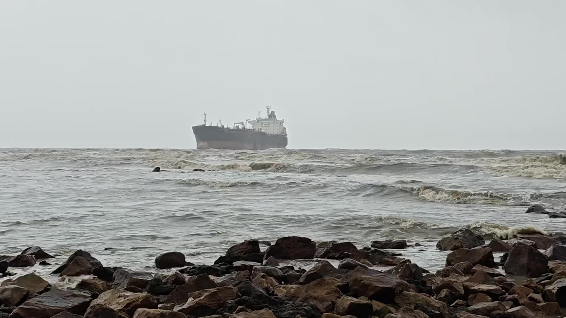 Stranded Cargo Vessel Off Mumbai Coast Amid Monsoon Rains