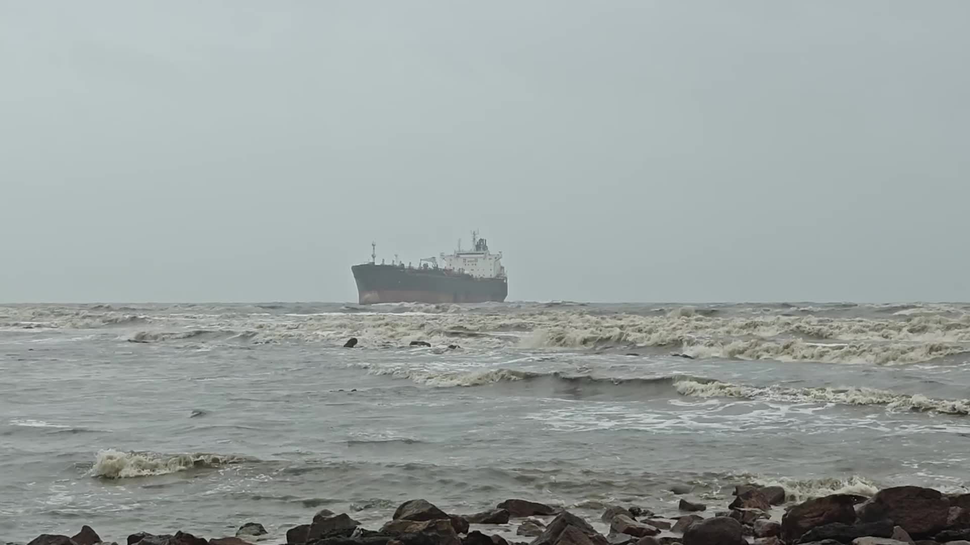 Stranded Cargo Vessel Off Mumbai Coast Amid Monsoon Rains