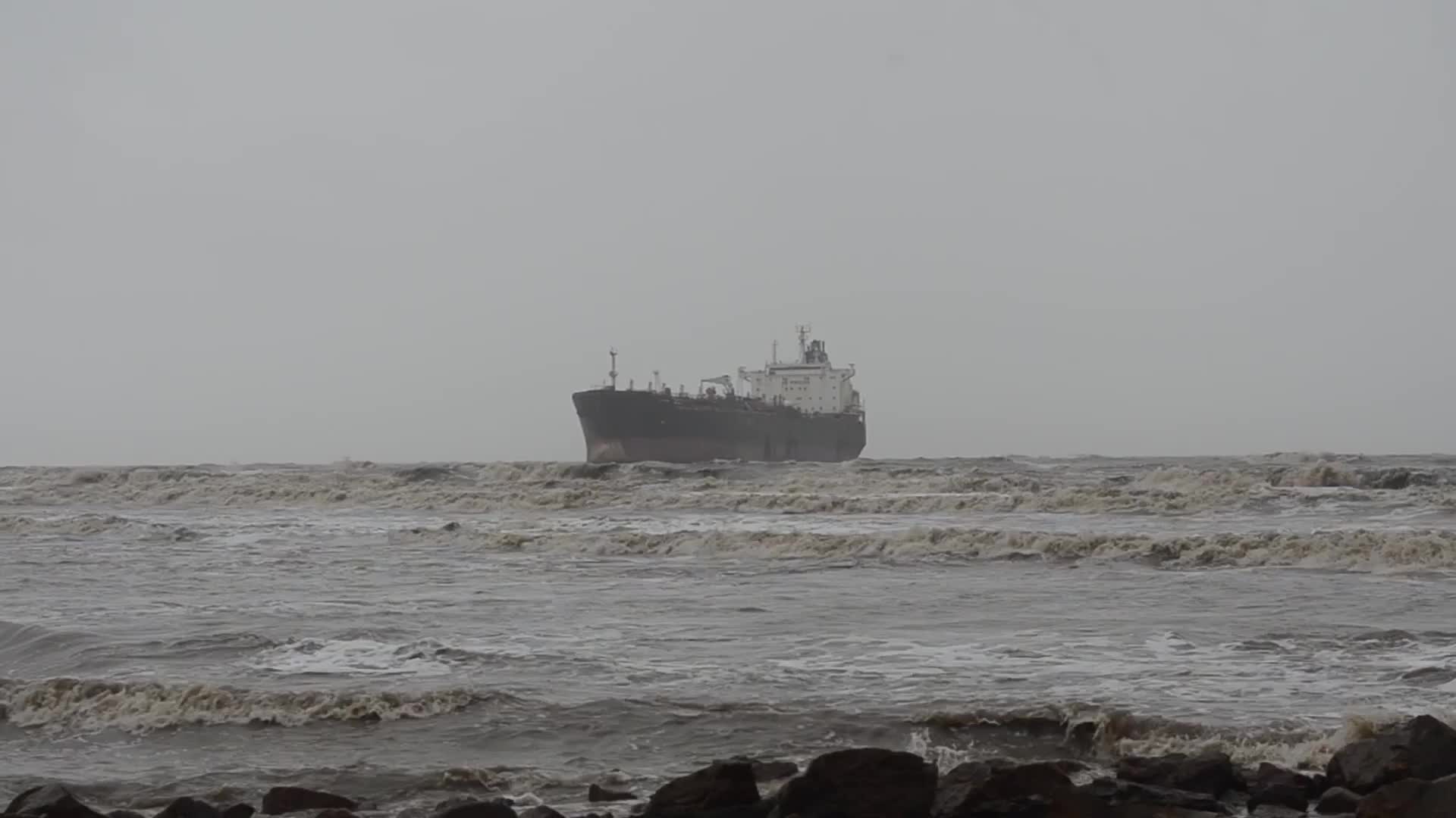 Stranded Cargo Vessel Off Mumbai Coast Amid Monsoon Rains