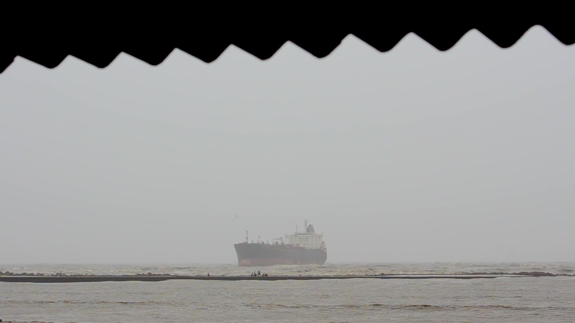 Stranded Cargo Vessel Off Mumbai Coast Amid Monsoon Rains