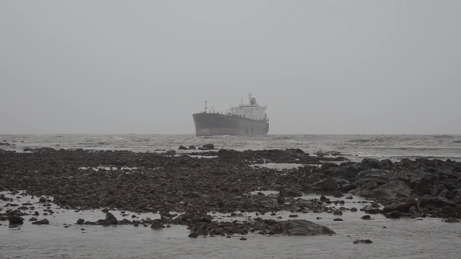 Stranded Cargo Vessel Off Mumbai Coast Amid Monsoon Rains