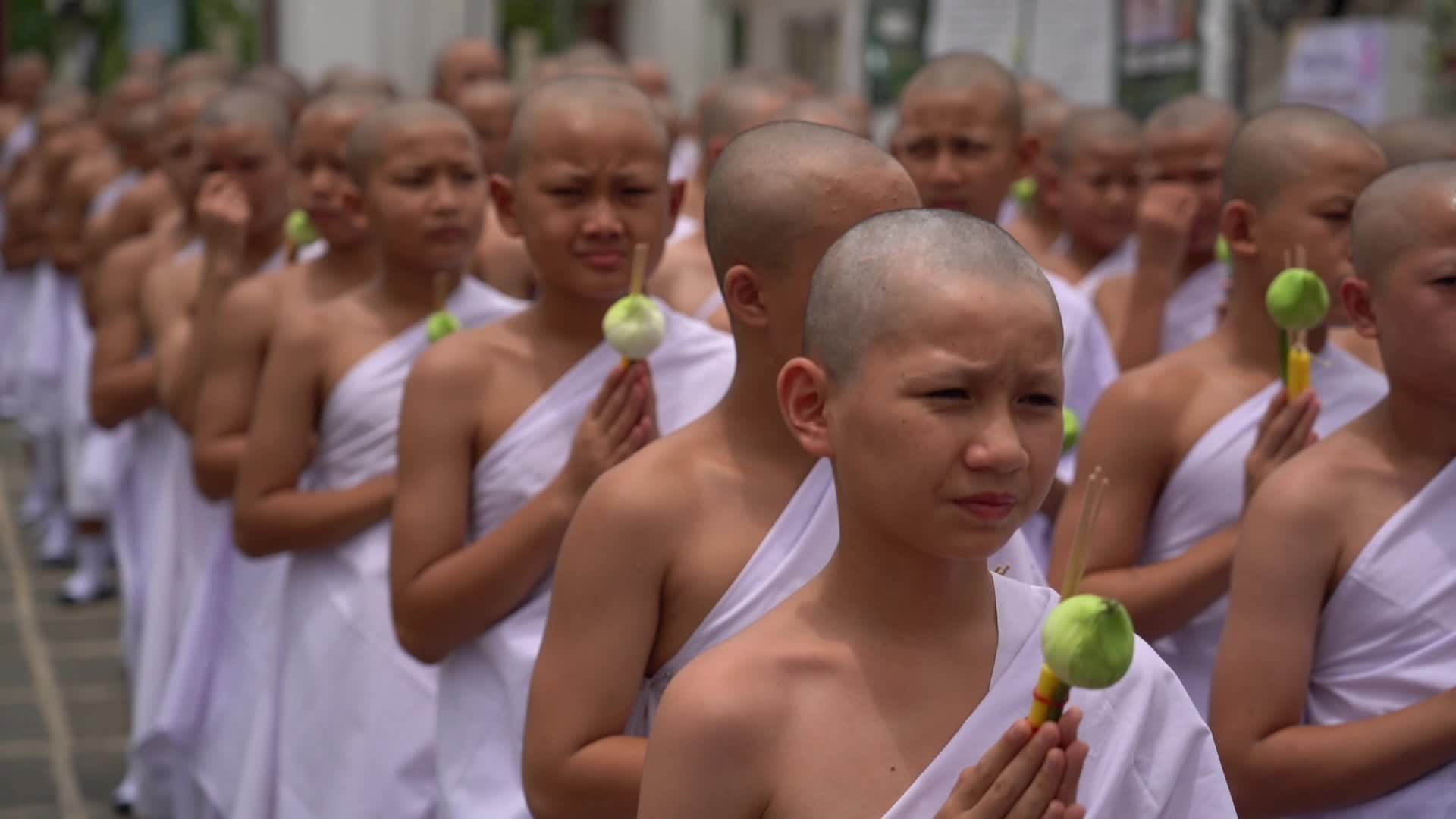 Mass Buddhist Monk Ordination Ceremony For Hill Tribe.