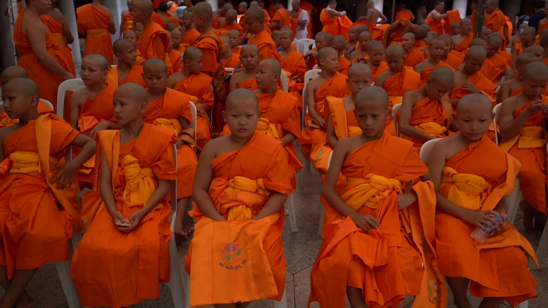 Mass Buddhist Monk Ordination Ceremony For Hill Tribe.