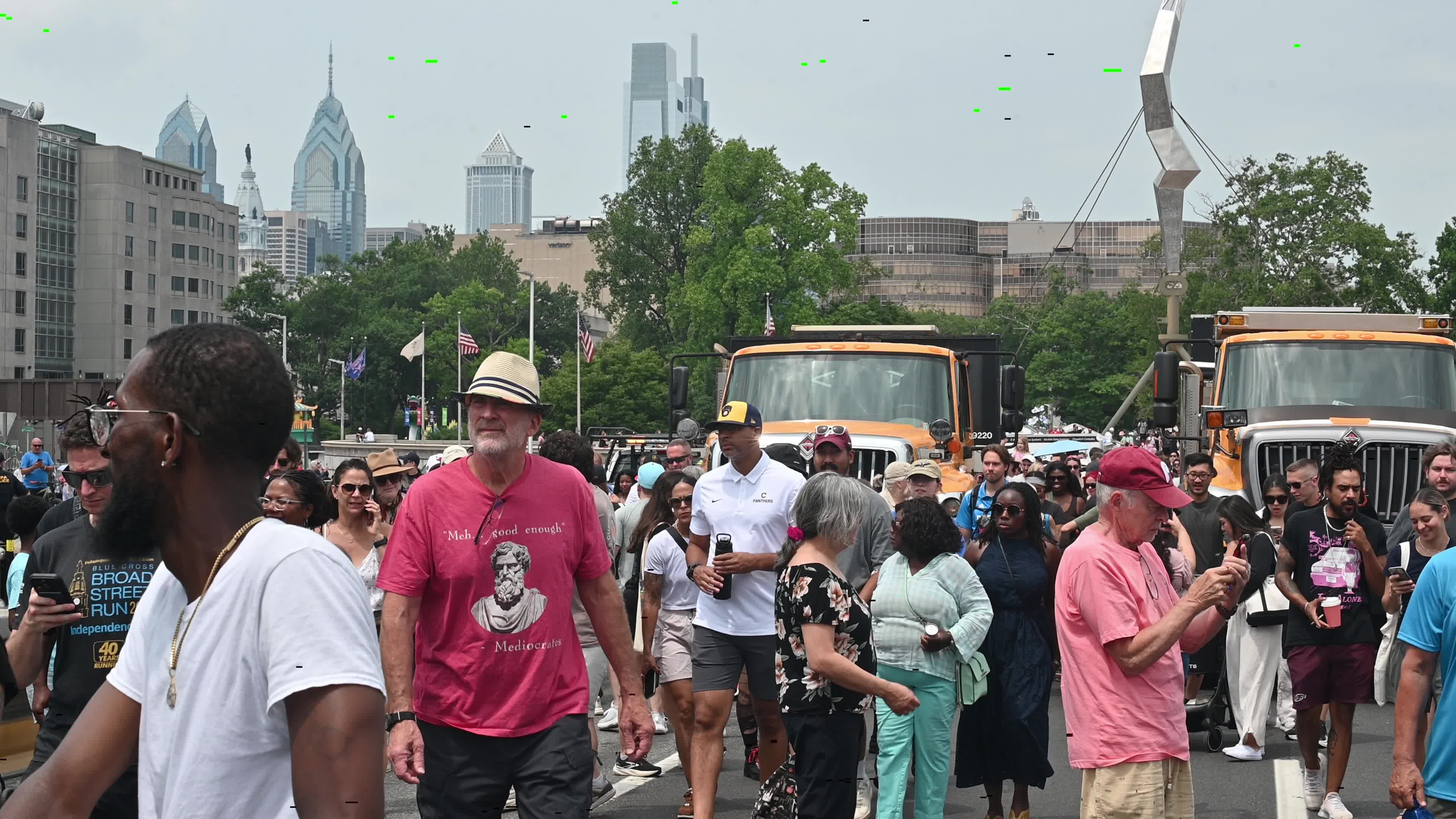 People Walk the Benjamin Franklin Bridge to celebrate 100th Anniversary