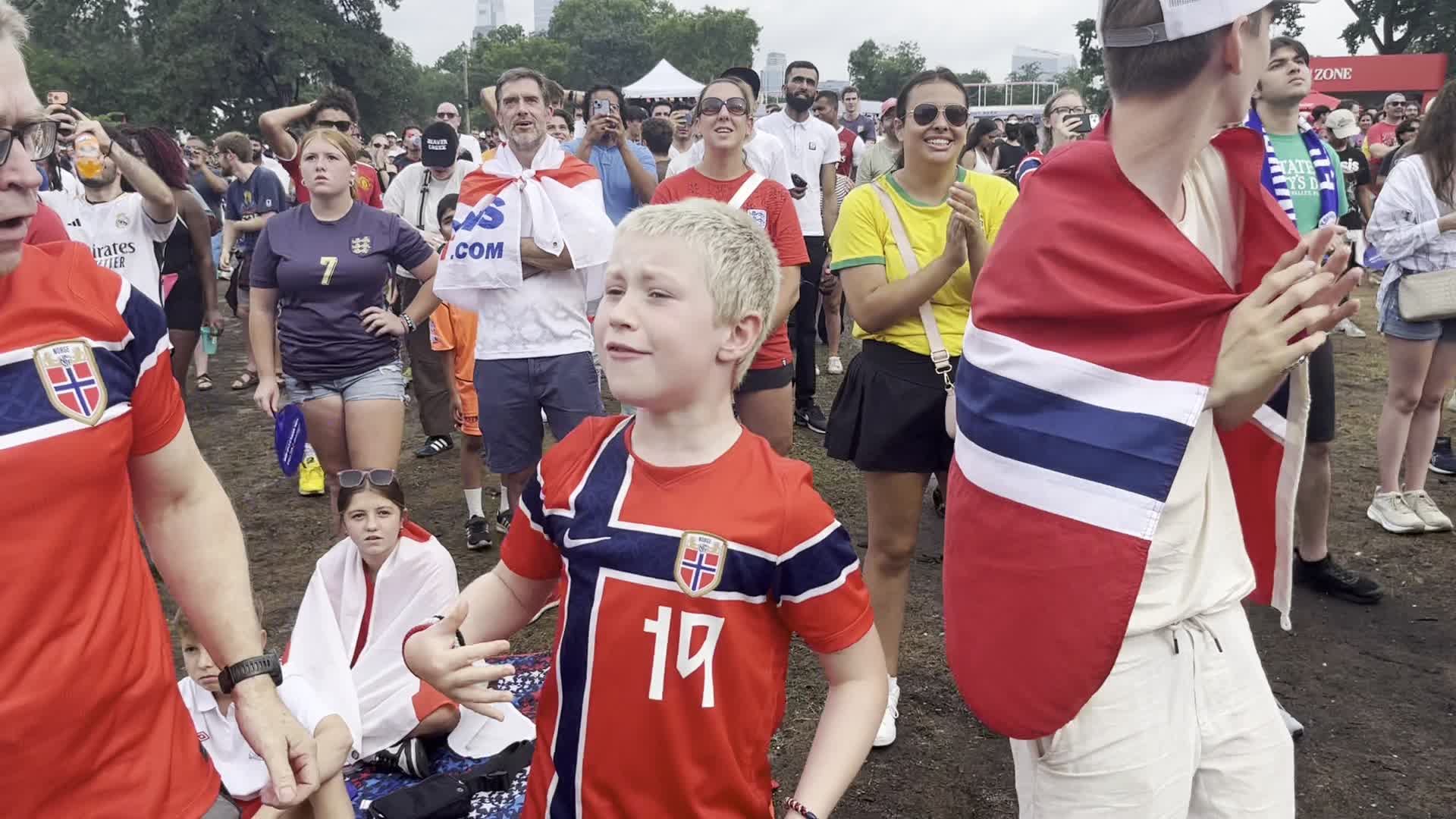 Crowd Reactions during NOR-ENG Watch Party at FIFA Fan Festival in Philadelphia