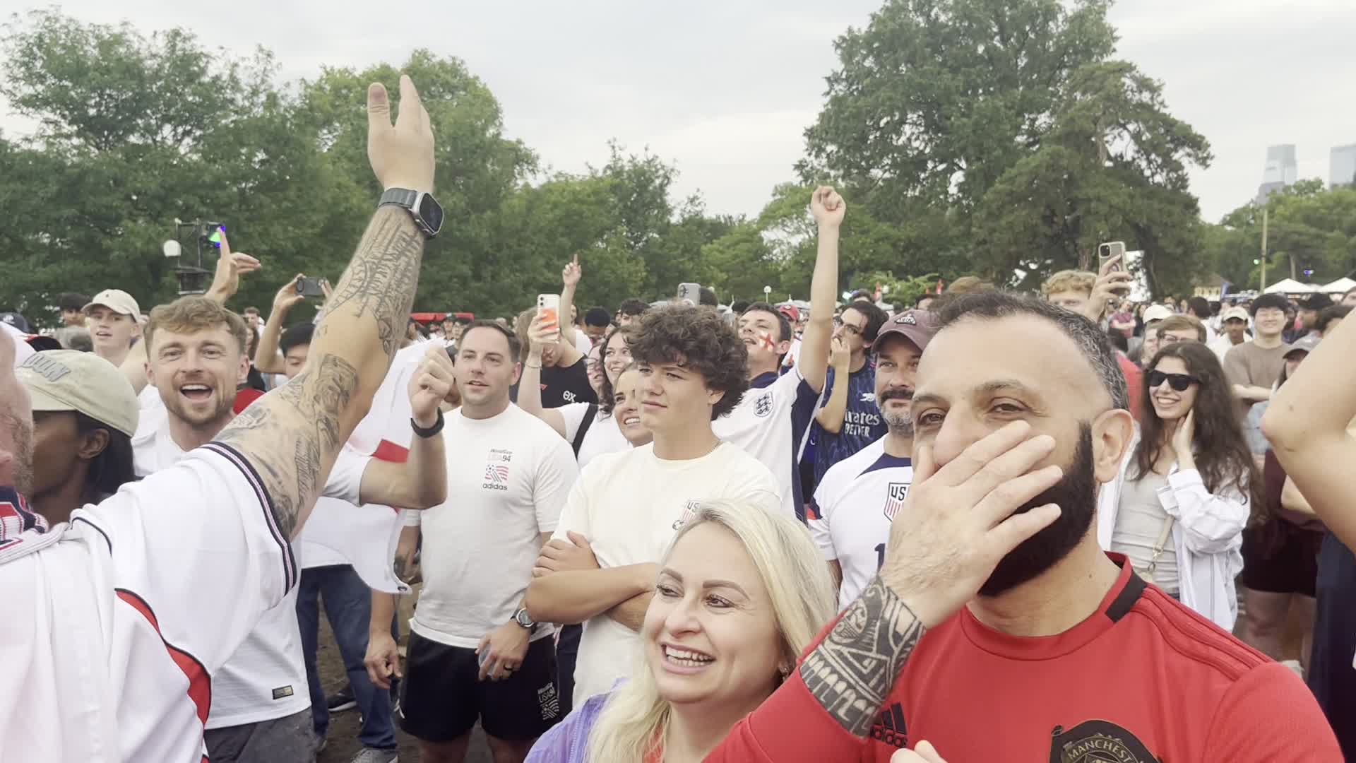 Crowd Reactions during NOR-ENG Watch Party at FIFA Fan Festival in Philadelphia