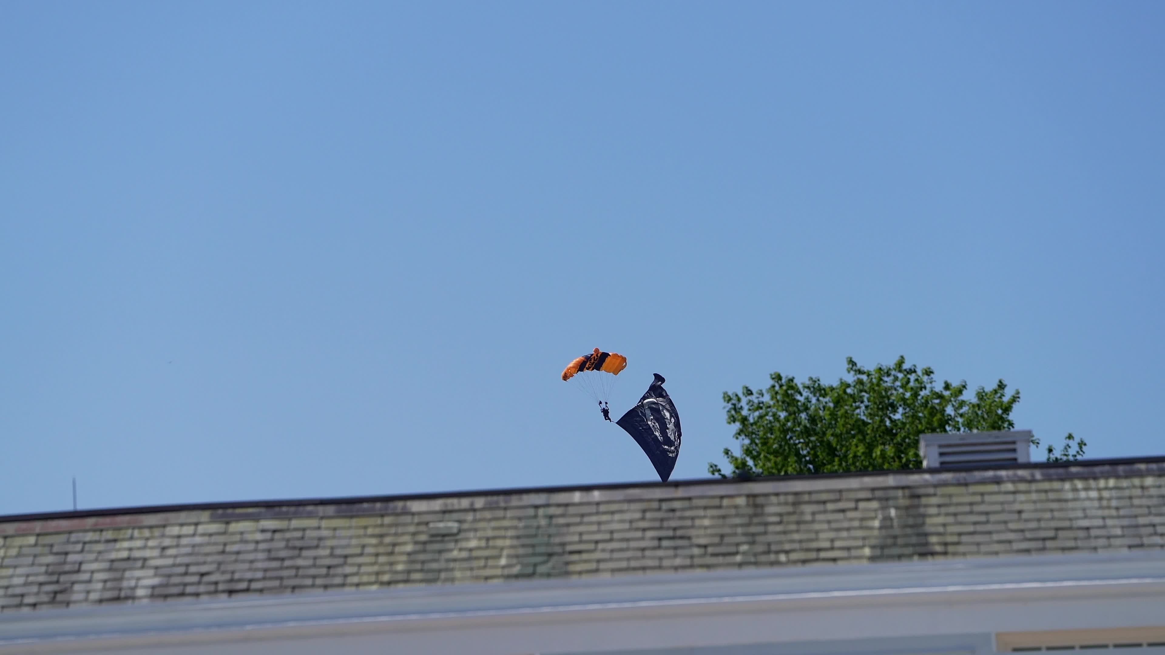 practice flyover and sky diving for the forth of july in washington DC