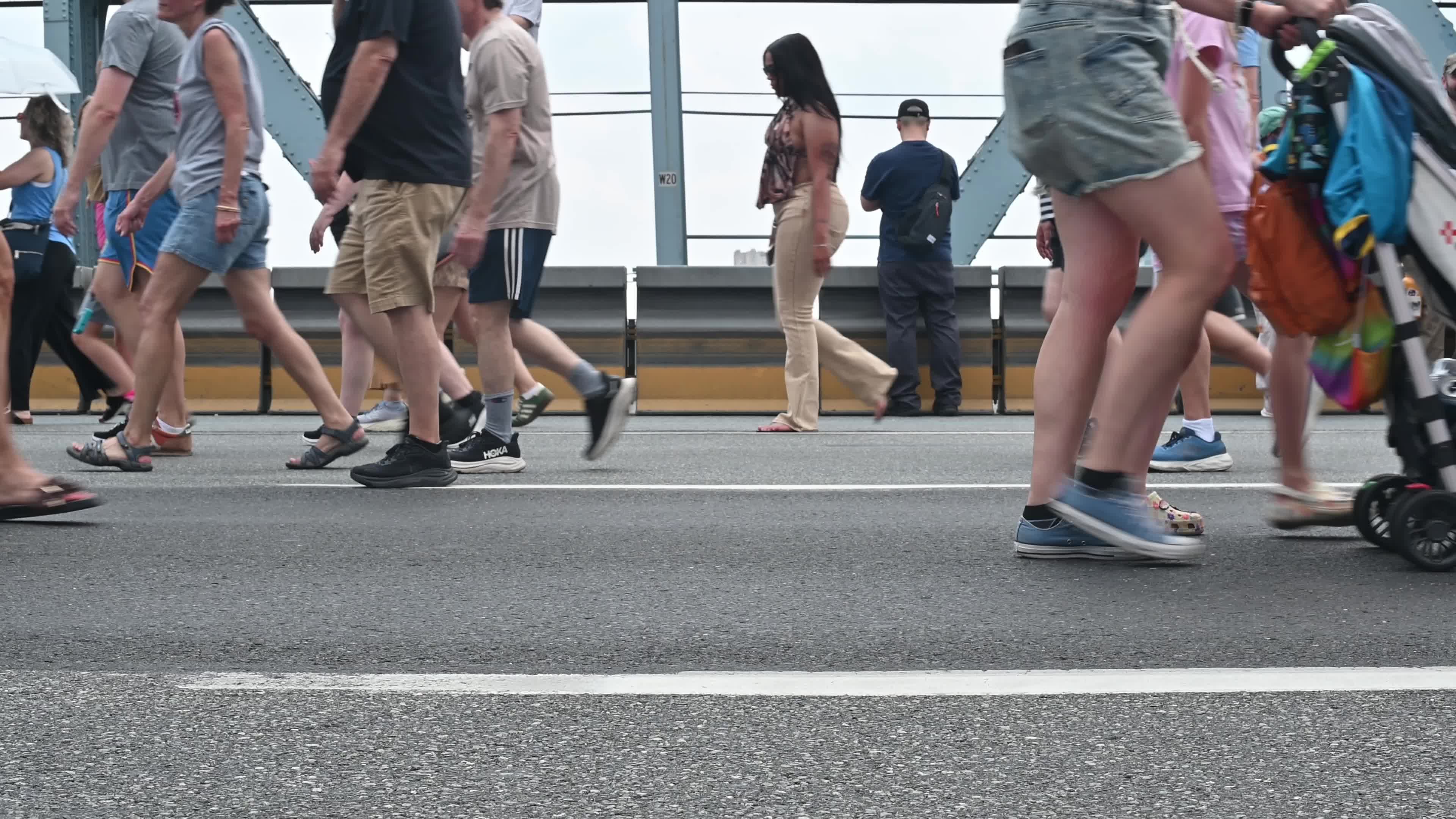 People Walk the Benjamin Franklin Bridge to celebrate 100th Anniversary