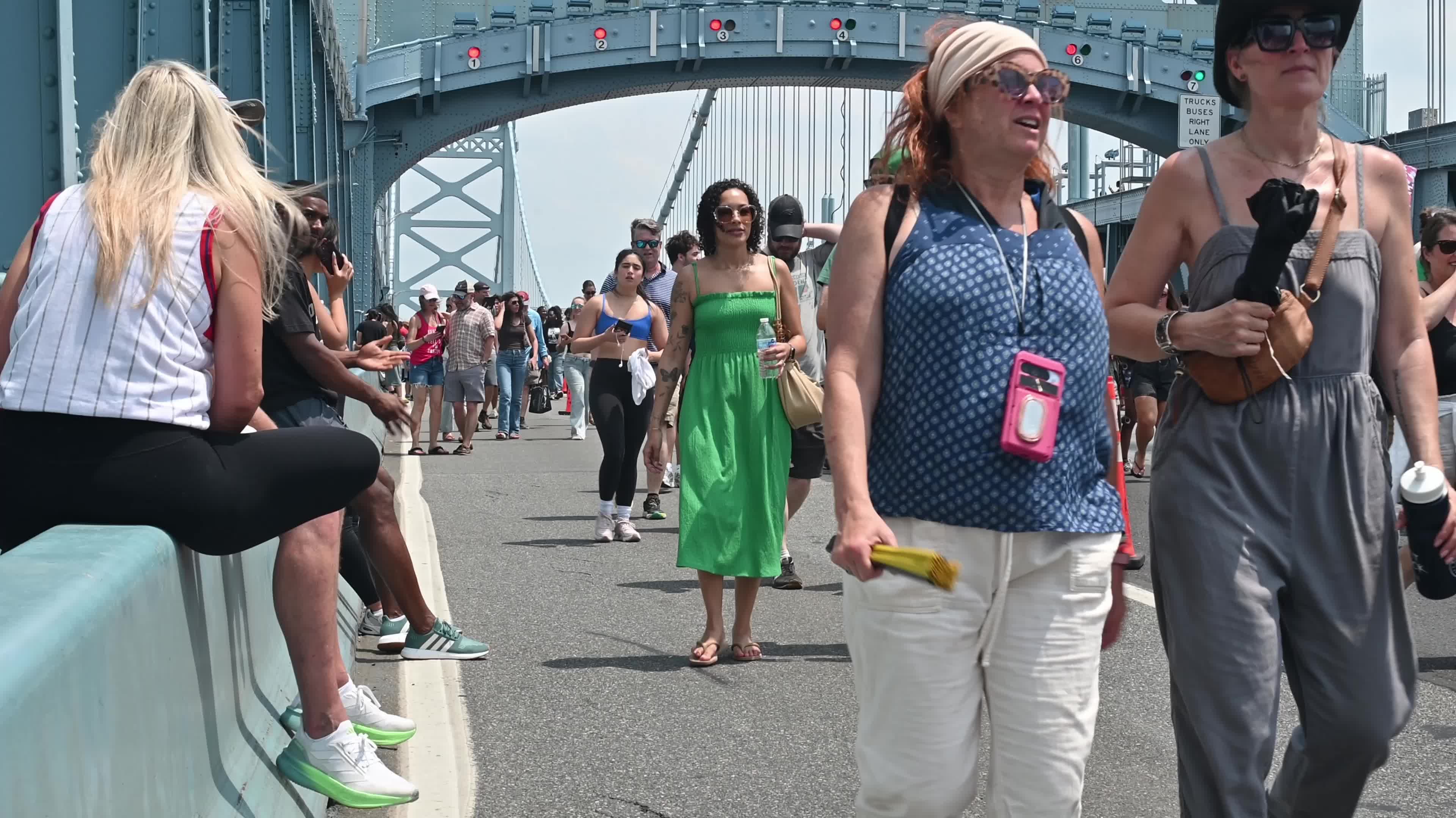 People Walk the Benjamin Franklin Bridge to celebrate 100th Anniversary