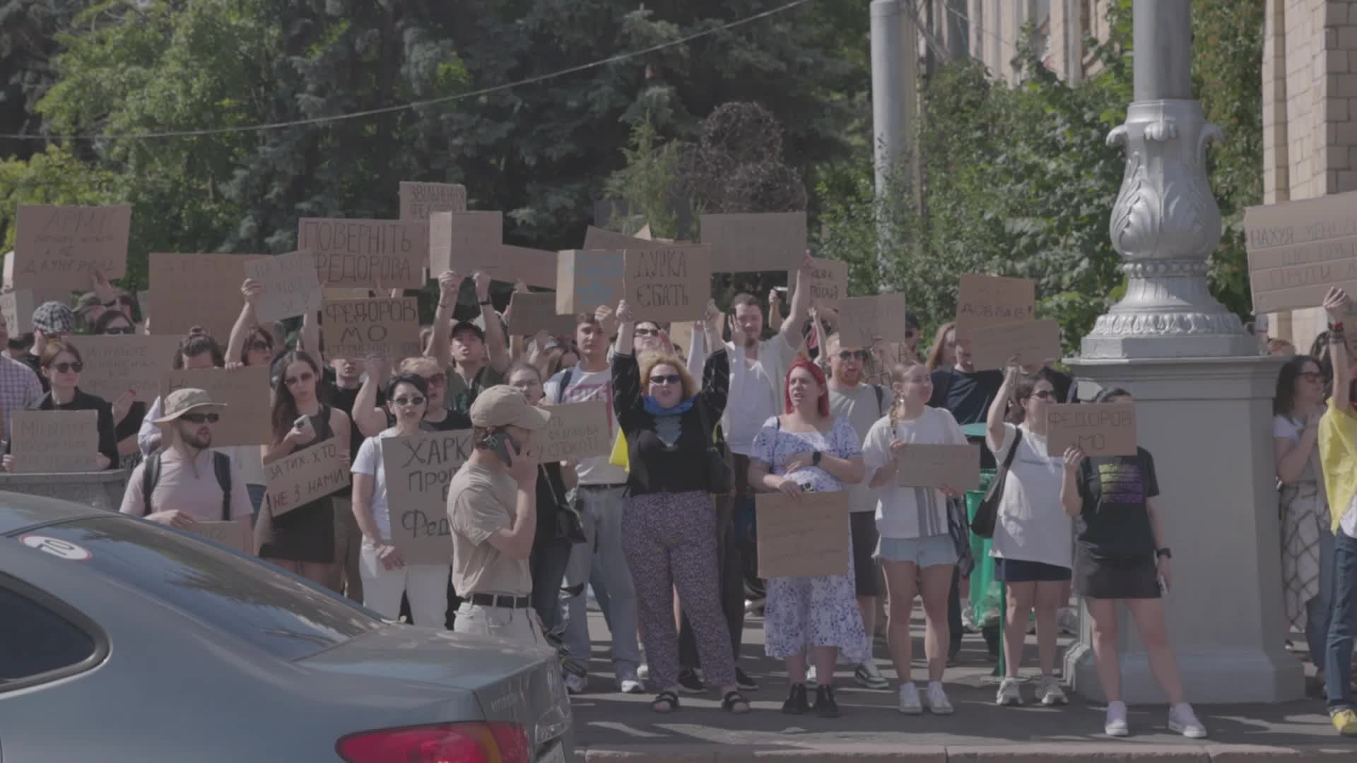 Hundreds protest in Kharkiv against Ukrainian defense minister dismissal