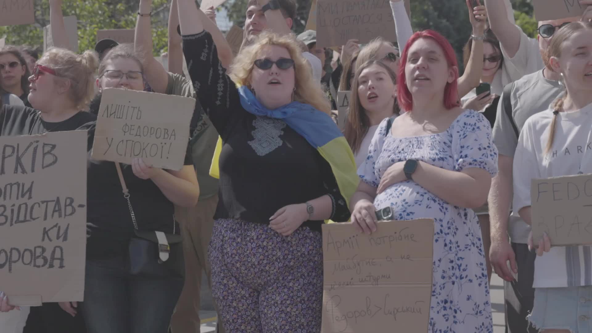 Hundreds protest in Kharkiv against Ukrainian defense minister dismissal