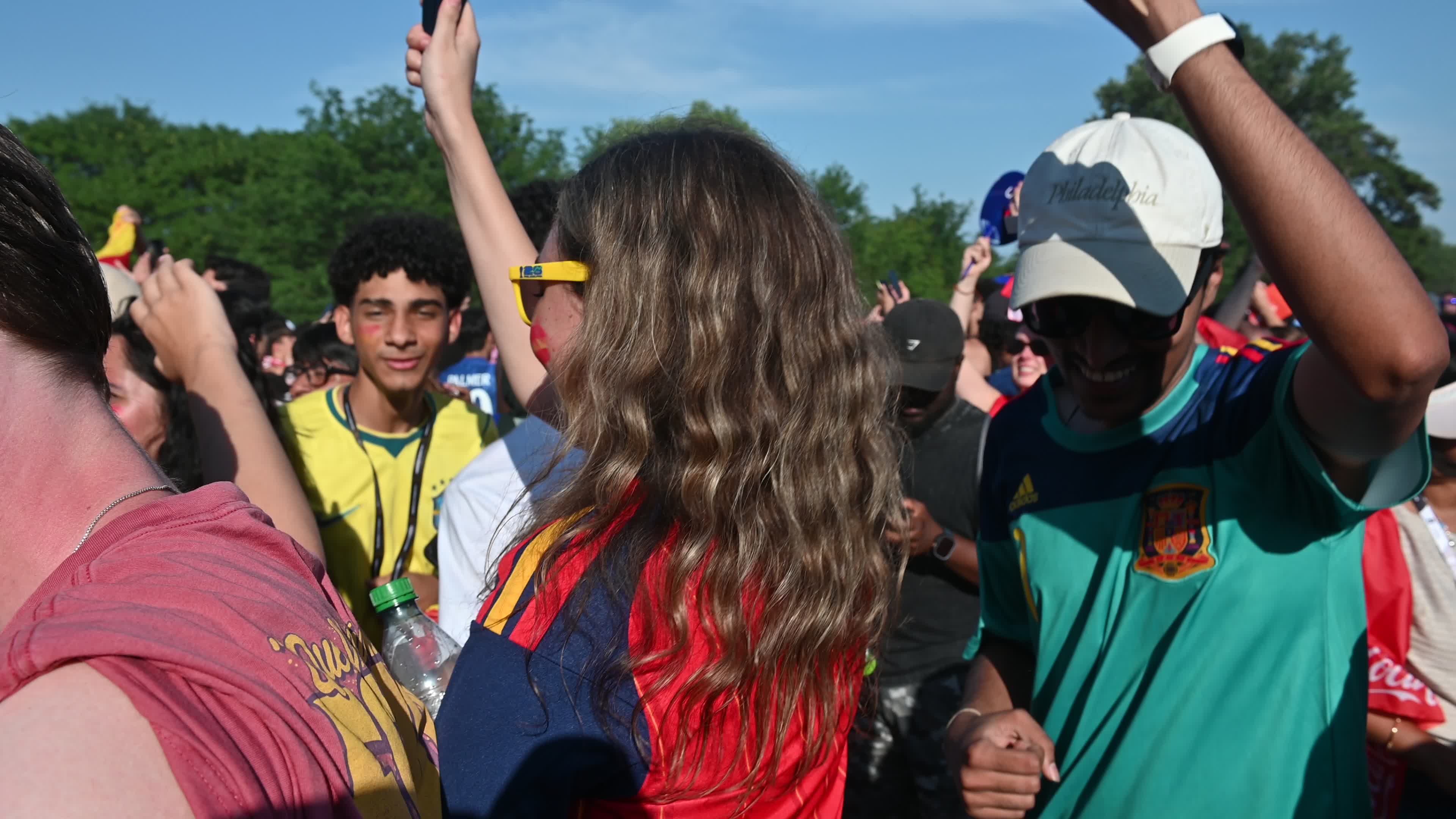 Fan reactions during FIFA World Cup Finals watch party in Philadelphia, PA