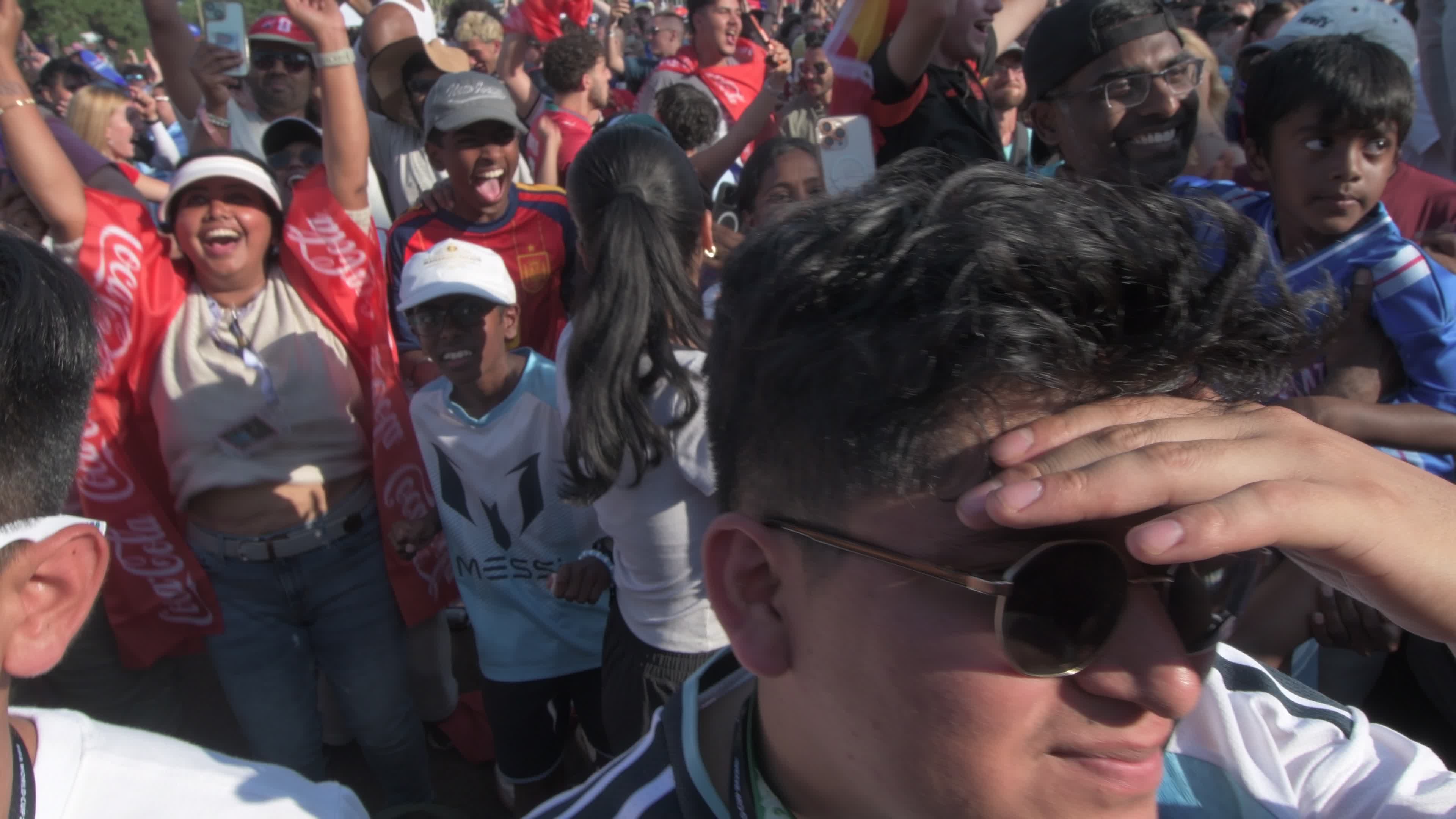 Fan reactions during FIFA World Cup Finals watch party in Philadelphia, PA