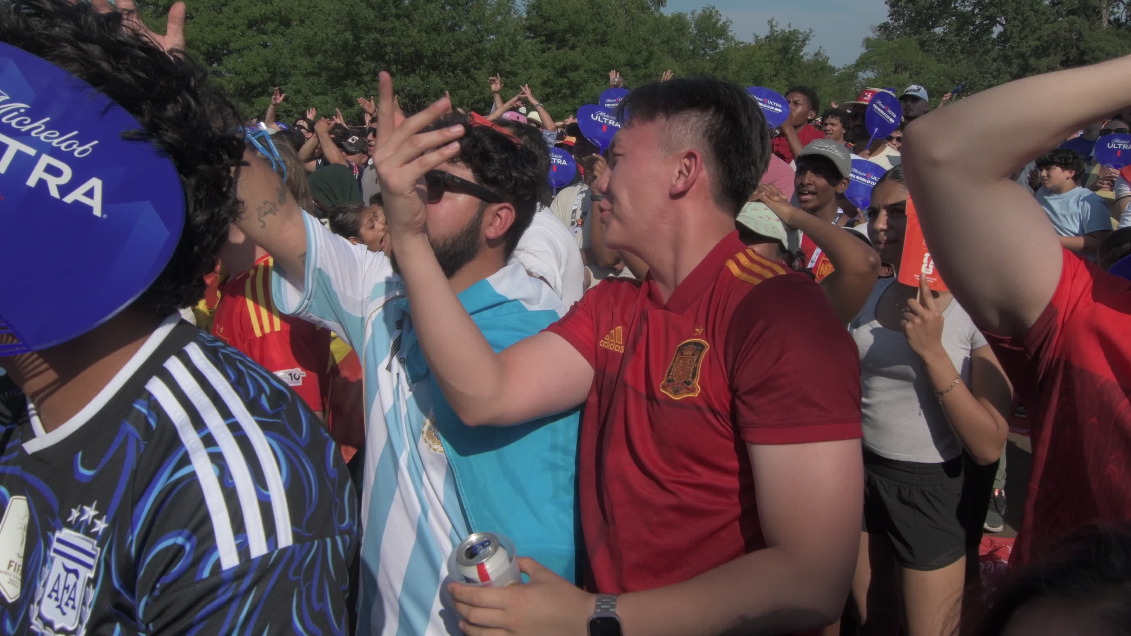 Fan reactions during FIFA World Cup Finals watch party in Philadelphia, PA