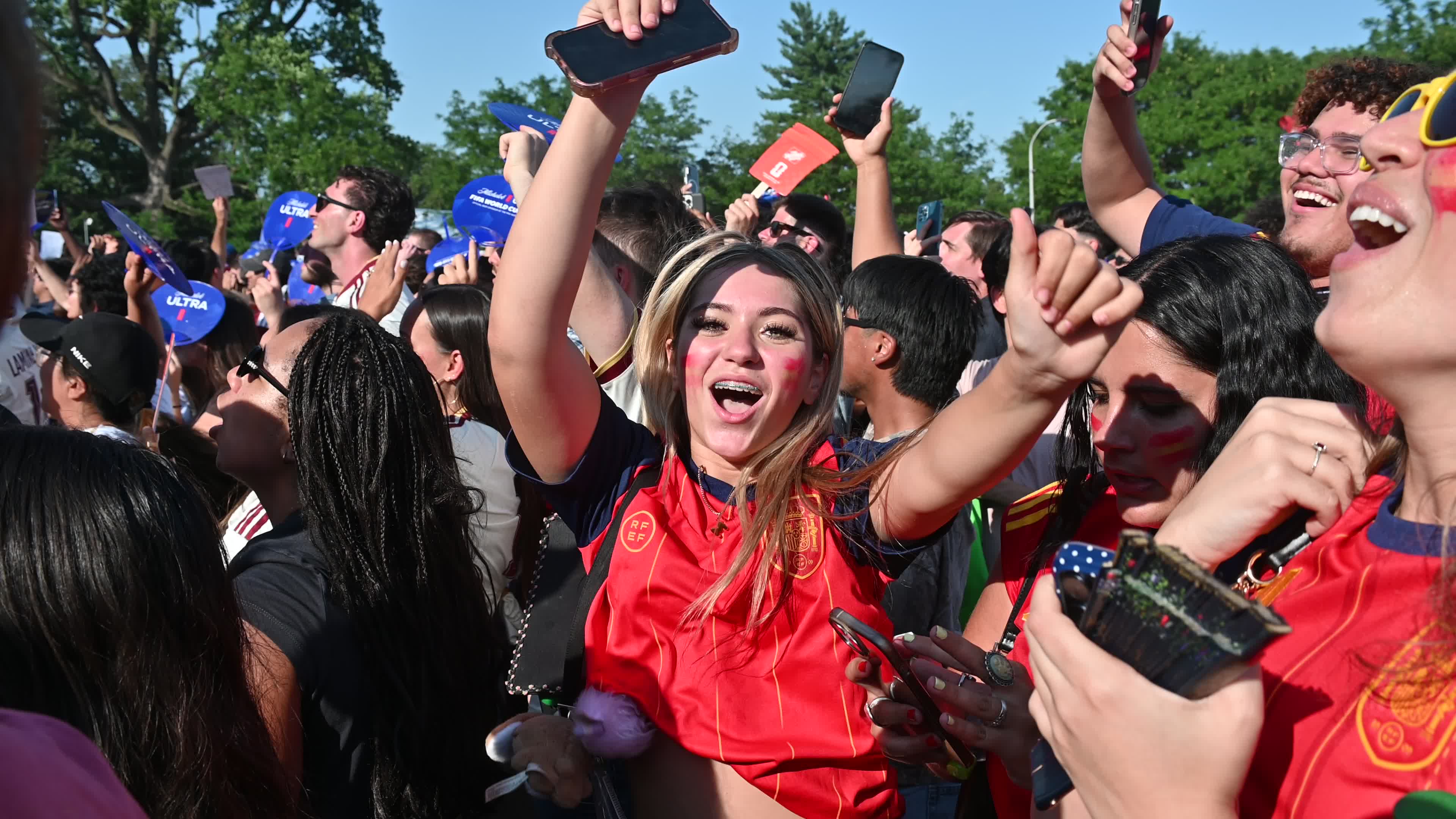 Fan reactions during FIFA World Cup Finals watch party in Philadelphia, PA