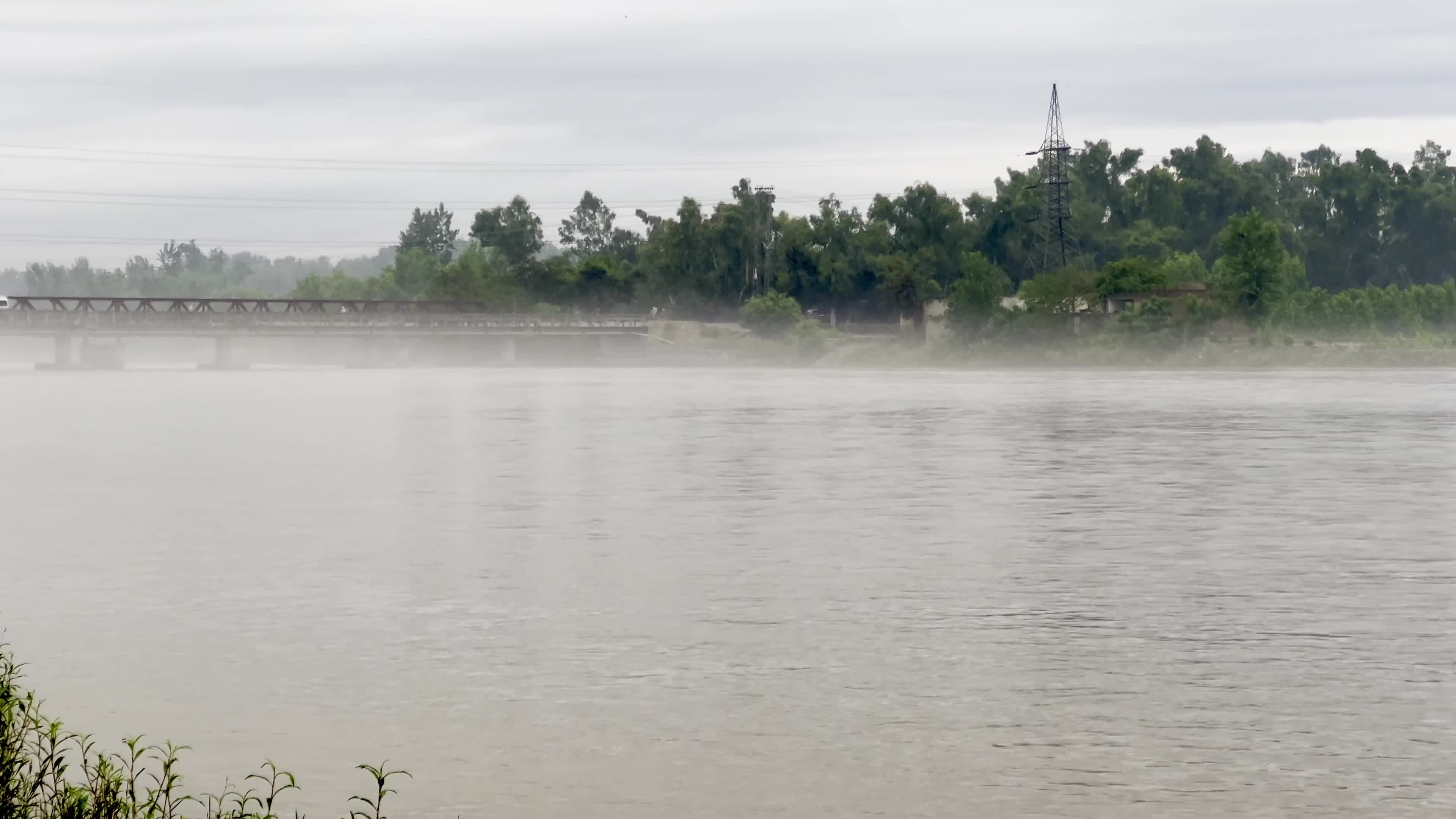 High-Level Flood Surge Moves Through Kabul River in Pakistan's Charsadda District