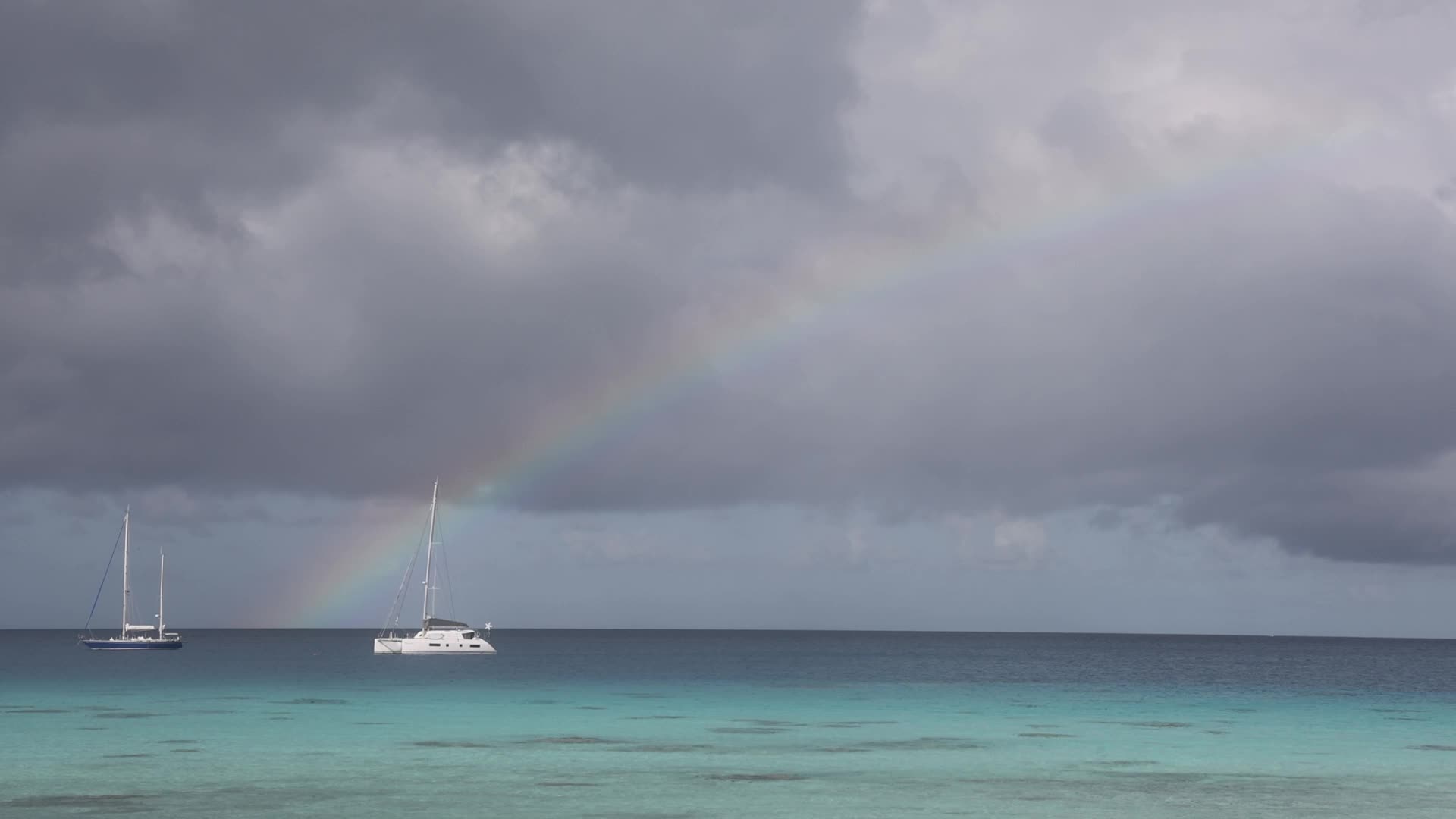 Rainbow after a storm in Rangiroa